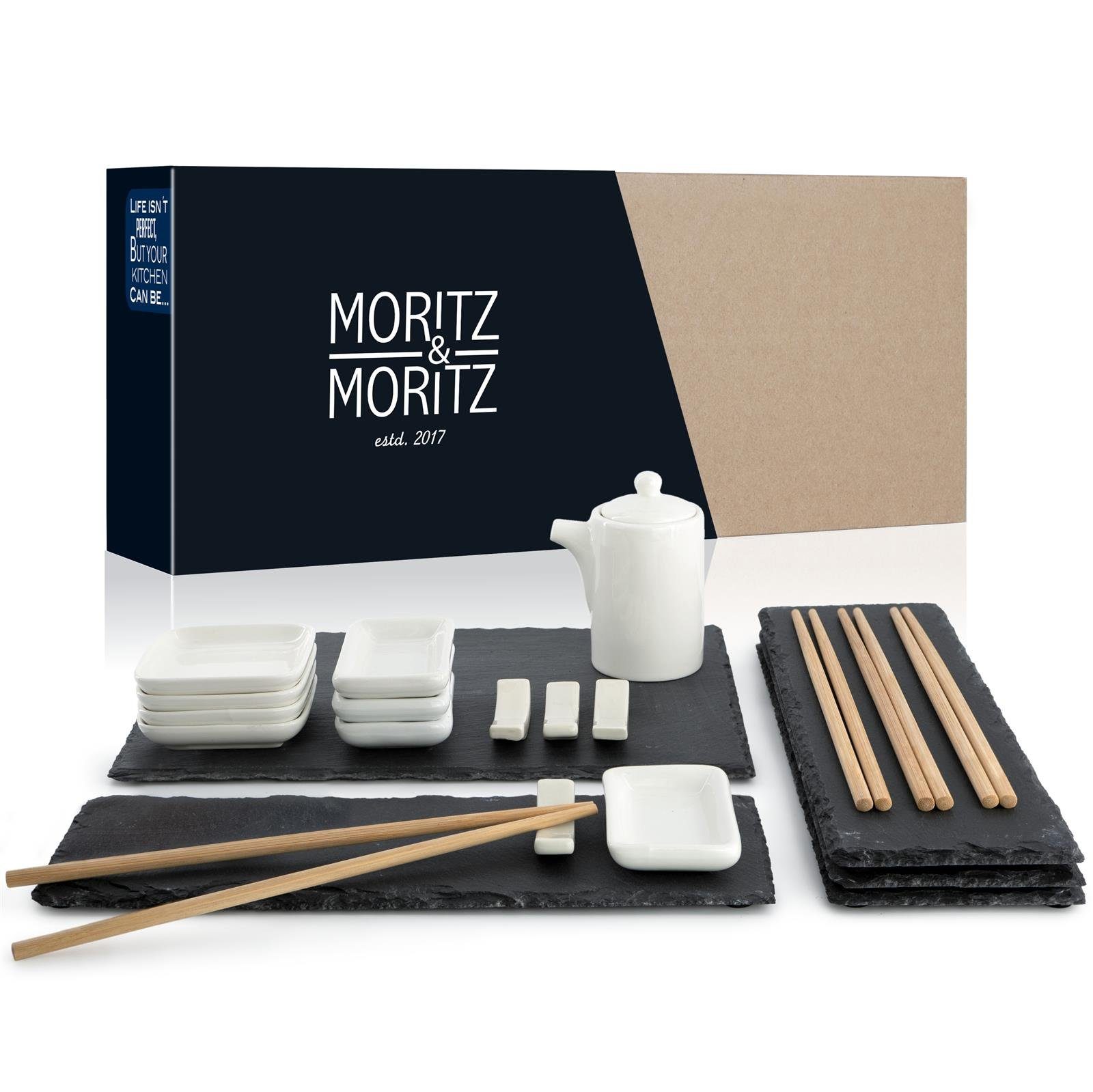Sushi für & Personen Servierplatte Moritz Moritz Moritz 26-tlg), groß (22-TLG., 4 Moritz Set & Schiefer,