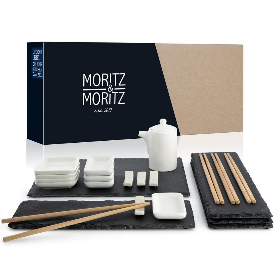 Moritz & Moritz Servierplatte Moritz & Moritz Sushi Set groß Schiefer,  (22-TLG., 26-tlg), für 4 Personen