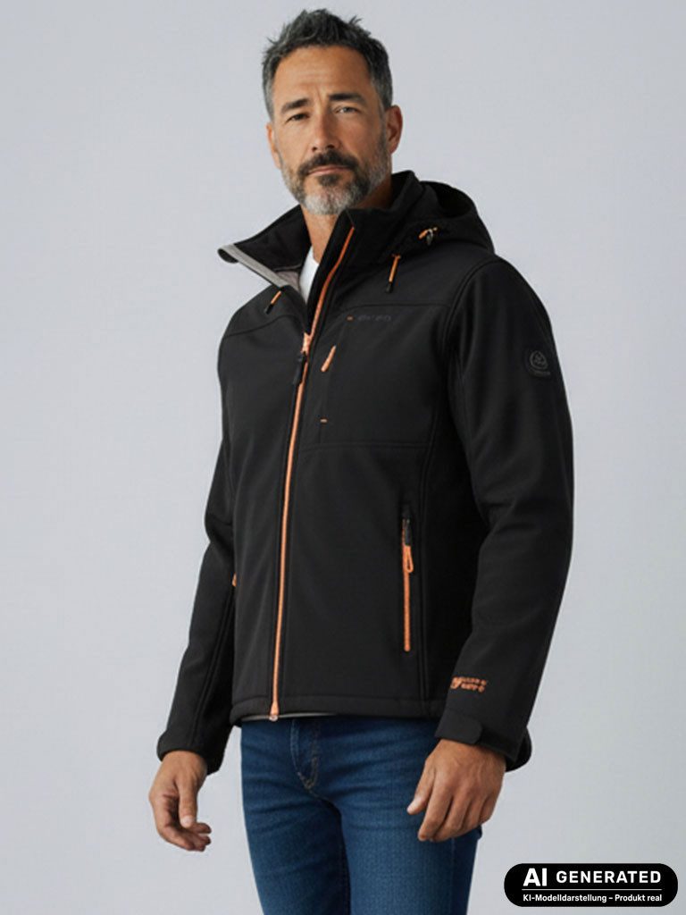 Dry Fashion Softshelljacke Amrum Herren Jacke Softshell Fleece-Innenfutter - Outdoor-Jacke Modern Atmungsaktiv, Wind- & wasserabweisend, 2-Wege-Reißverschluss, Taschen