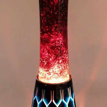 Licht-Erlebnisse Lavalampe CHRIS, Retro Tischleuchte Glitter Schwarz 3D Sockel Tischlampe