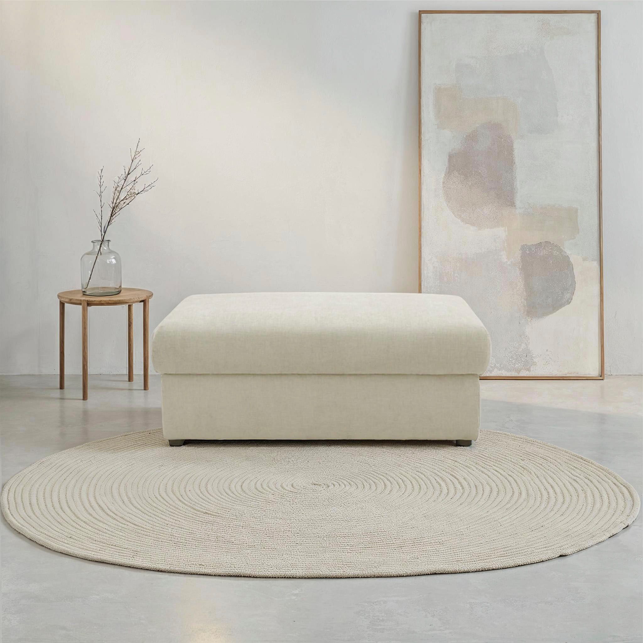 DOMO collection Hocker Dundee, passende Ergänzung zum Mega-Sofa, pflegeleichter, edler Strukturstoff in Chenille-Optik