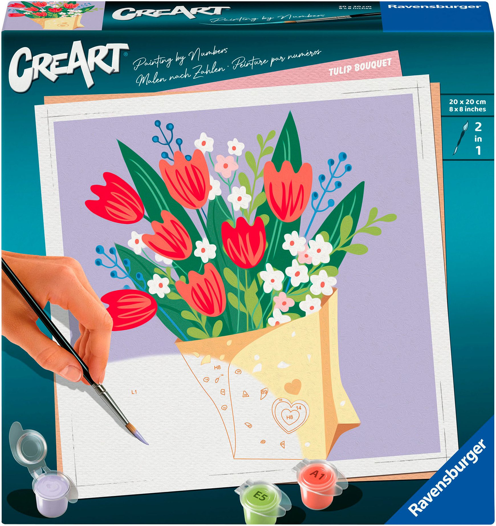 Ravensburger Malen nach Zahlen CreArt, Tulpenstrauß, für Erwachsene; Made in Europe