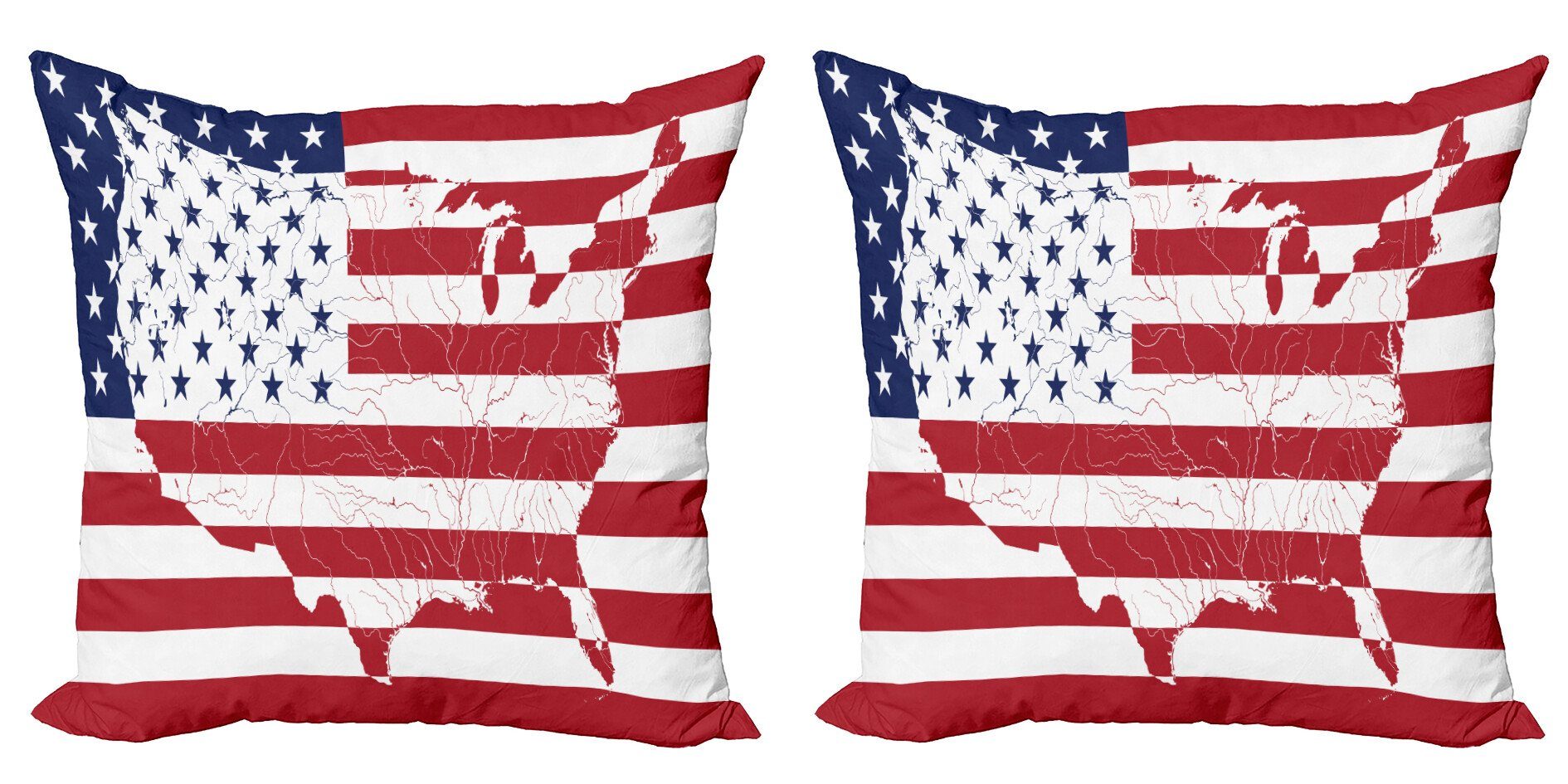 Kissenbezüge Modern Accent Doppelseitiger Digitaldruck, Abakuhaus (2 Stück), Amerikanische Flagge Martial Welt