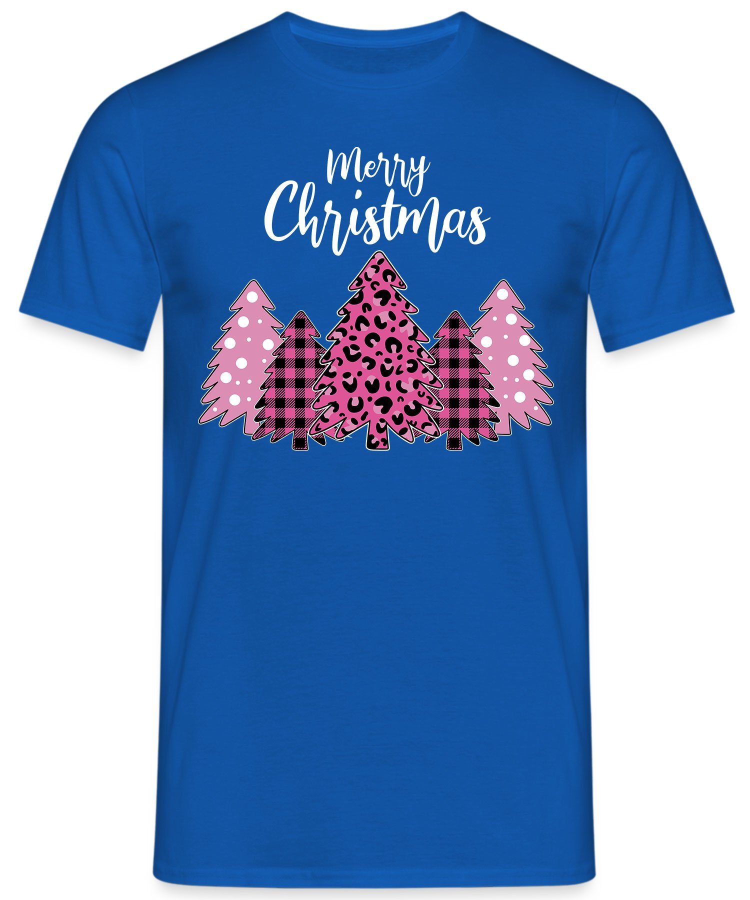 Weihnachtsbaum - Merry Kurzarmshirt Quattro Blau Formatee (1-tlg) Christmas X-mas Weihnachten Weihnachtsgeschenk