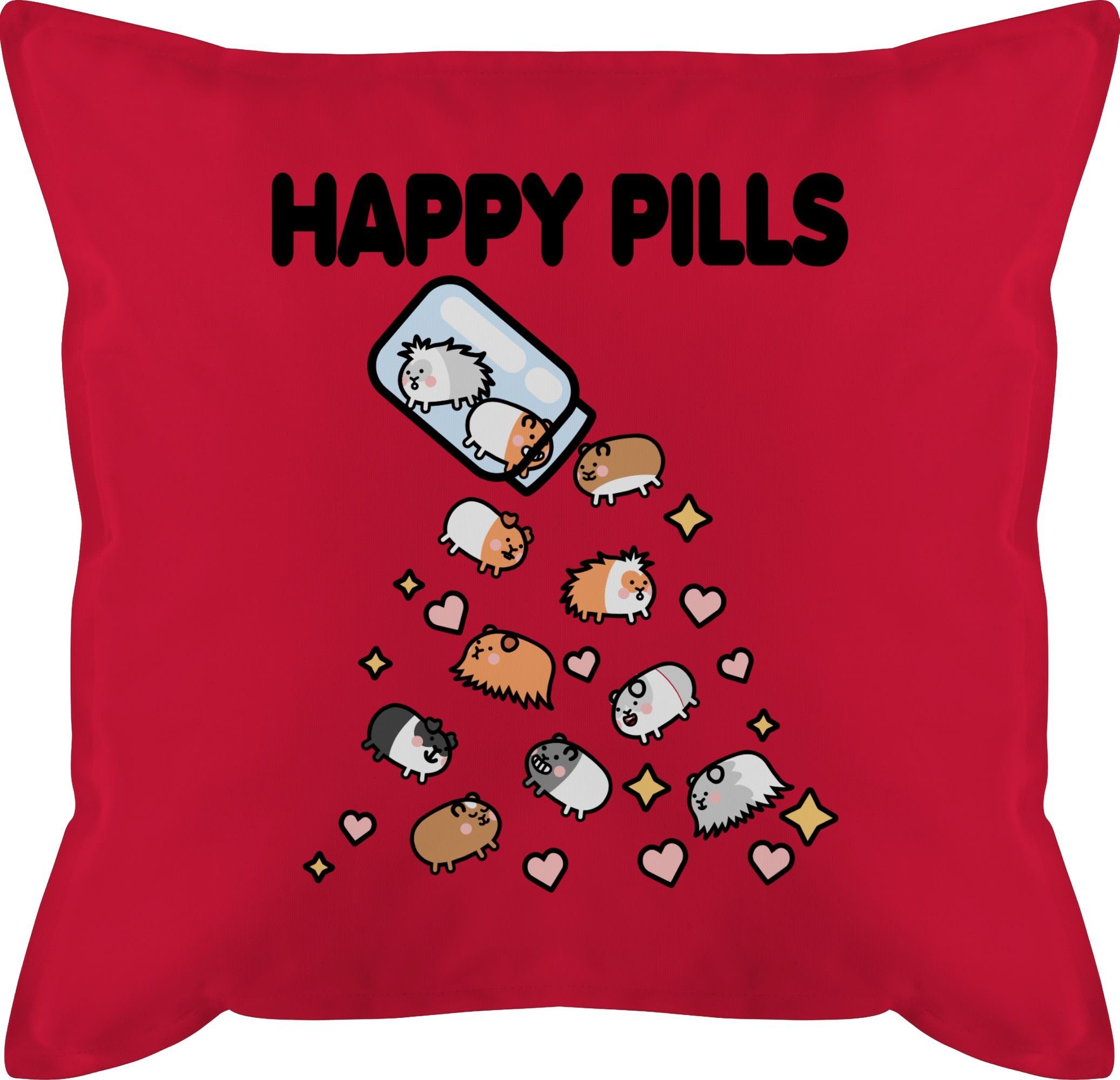 Happy Mrerschwein, 2 Meerschweinchen Pills Statement Shirtracer - Dekokissen Rot