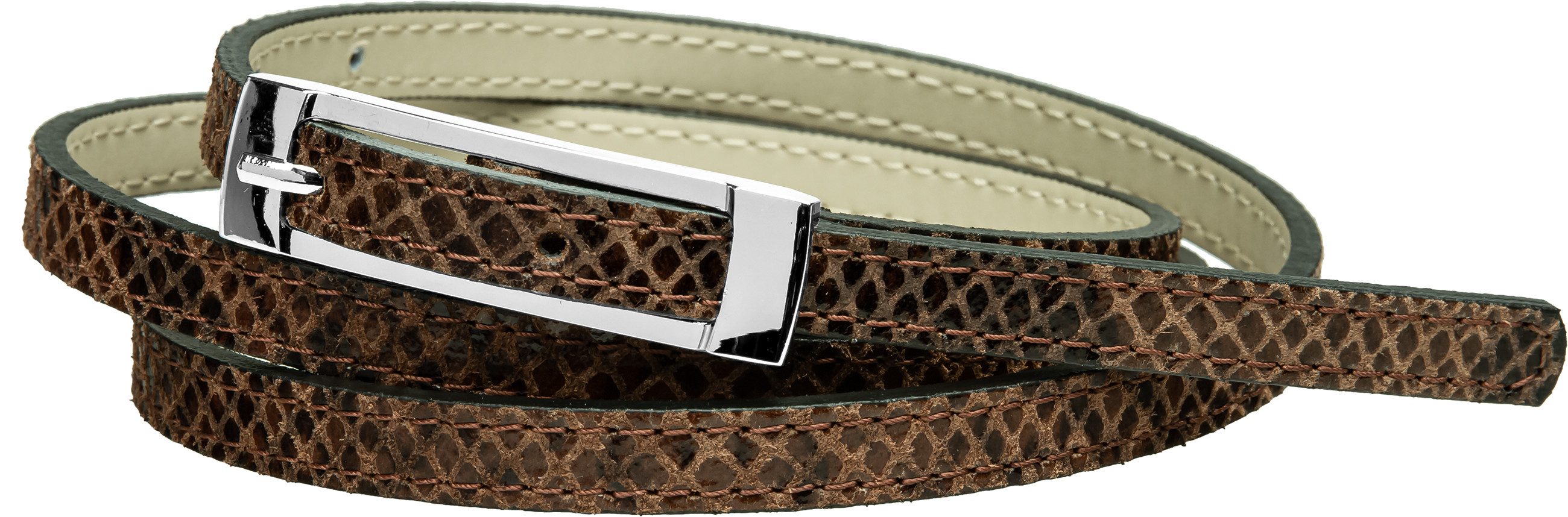 Taillengürtel GU319 eleganter schmaler Damen Ledergürtel mit Schlangen Print