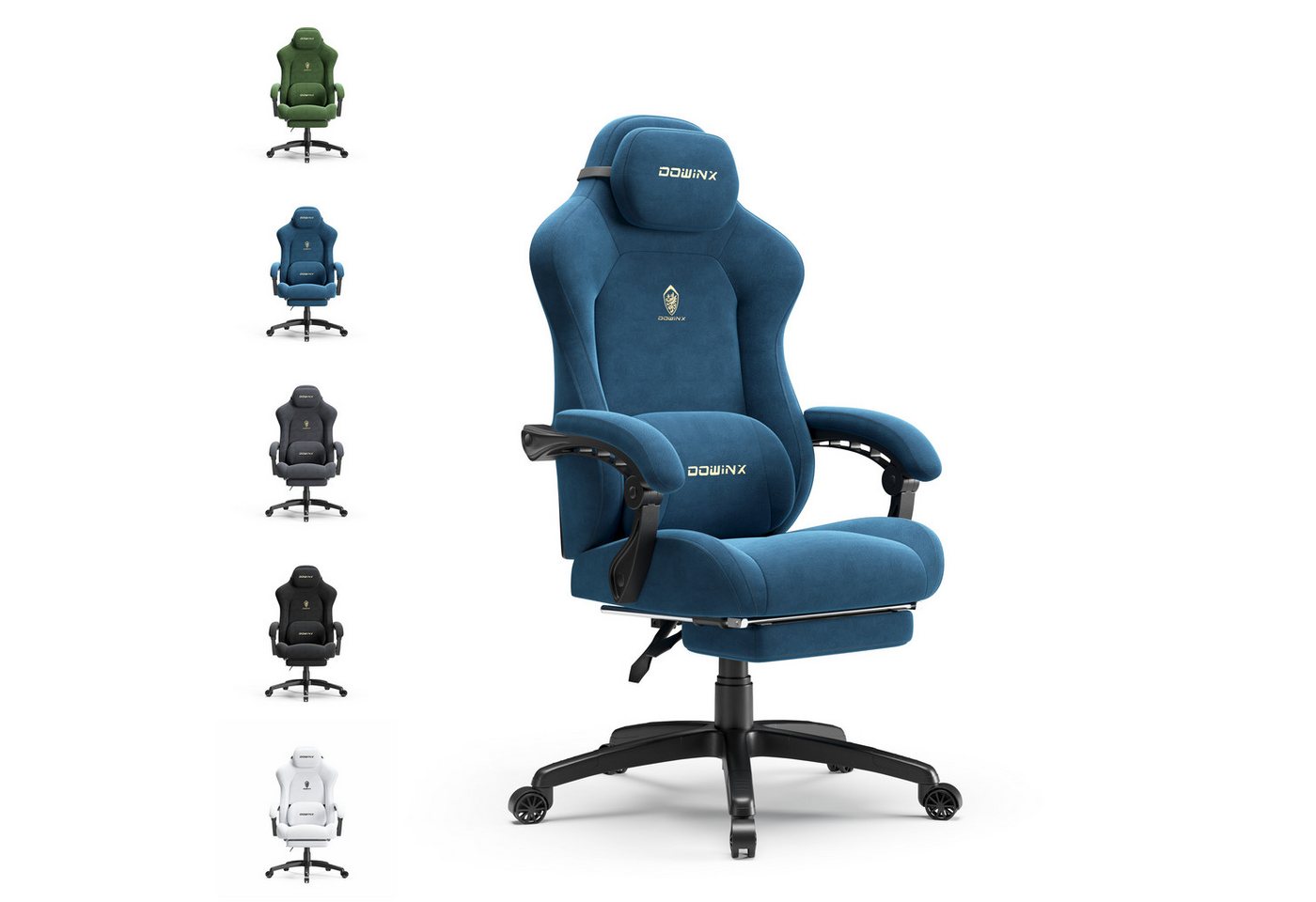 Dowinx Gaming-Stuhl Atmungsaktiver und Ergonomischer Bürostuhl aus Mikrofaser-Velours (Packung), Weiches Sitzgefühl, Verstellbarer Schreibtischstuhl mit Fußstütze