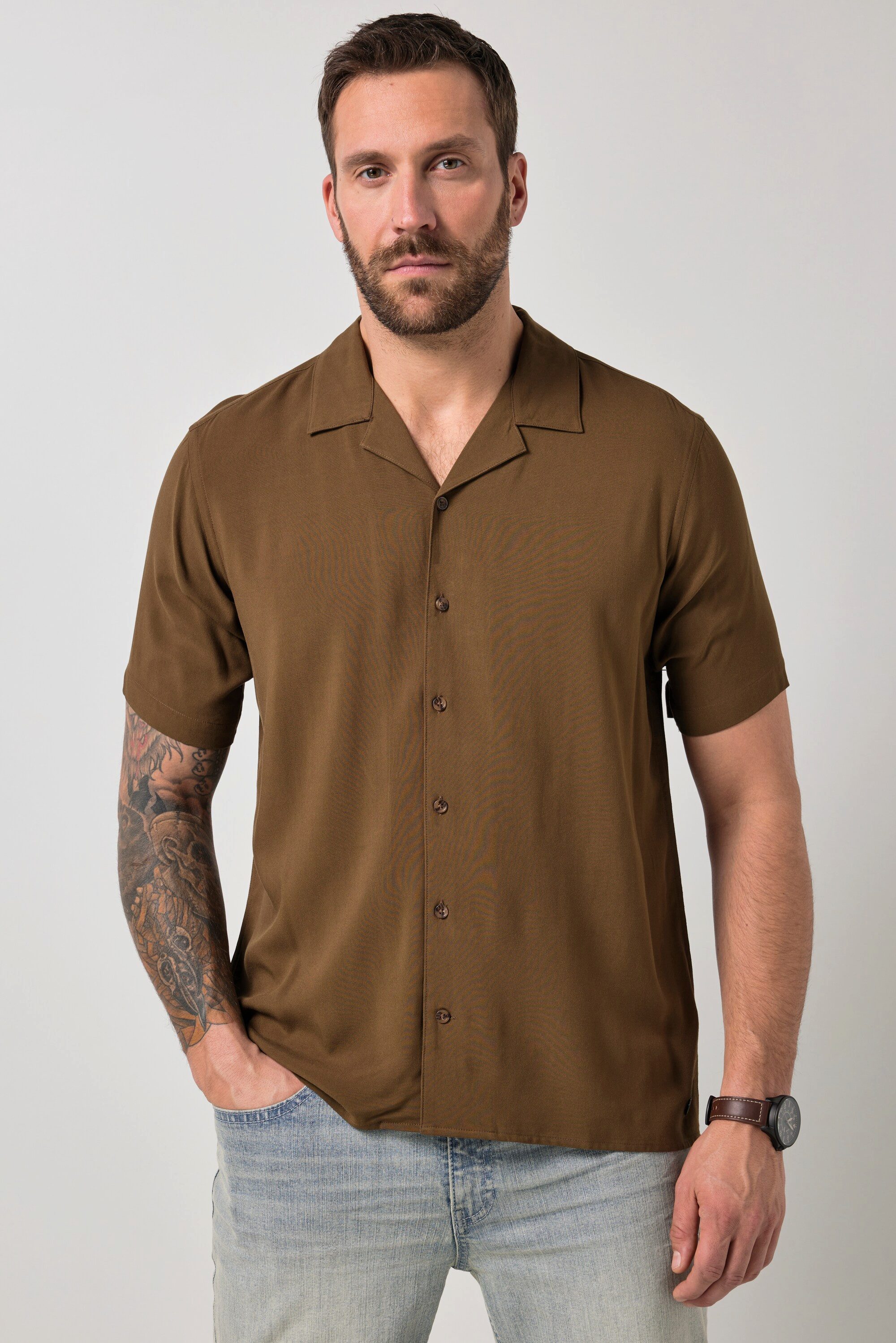 Kurzarmhemd Hemd Halbarm Cuba-Kragen Cuba Fit