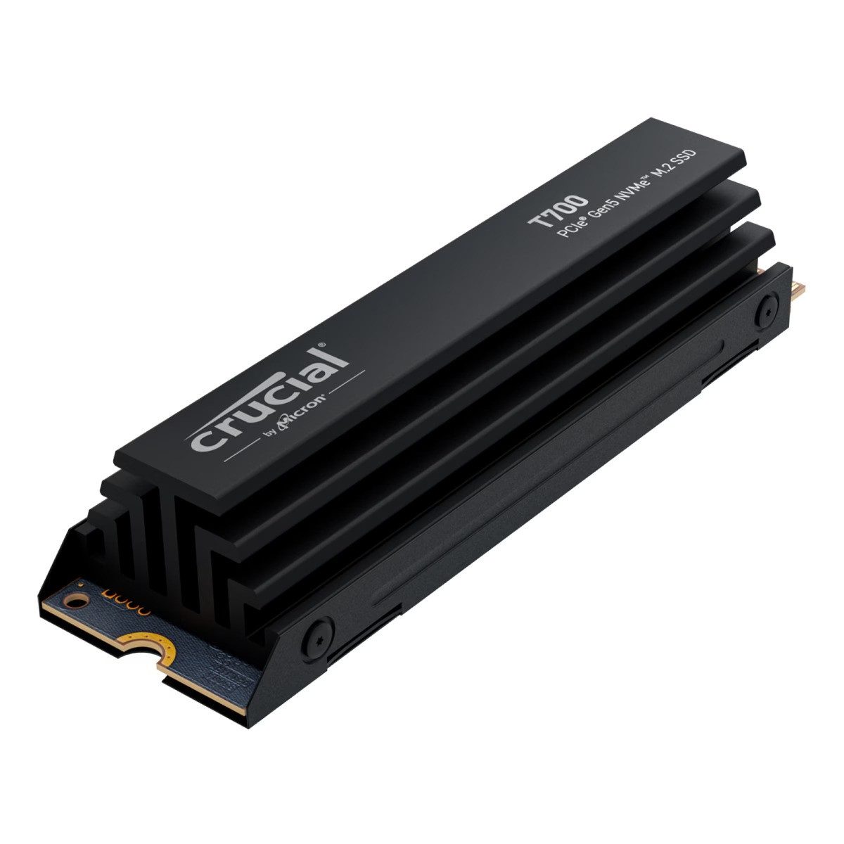 Crucial T700 4TB M.2 2280 NVMe SSD mit Heatsink Kühler interne SSD (4 TB) M.2" 12400 MB/S Lesegeschwindigkeit, 11800 MB/S Schreibgeschwindigkeit, PCIe Gen5 NVMe, Heatsink, DRAM Cache, TLC NAND