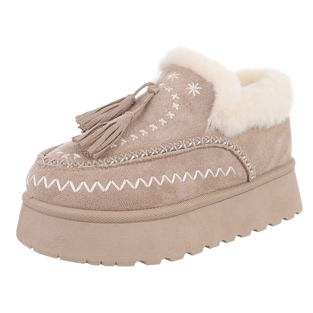Ital-Design Damen Slipper mit Plateau und Quasten für Freizeitkomfort Snowb günstig online kaufen