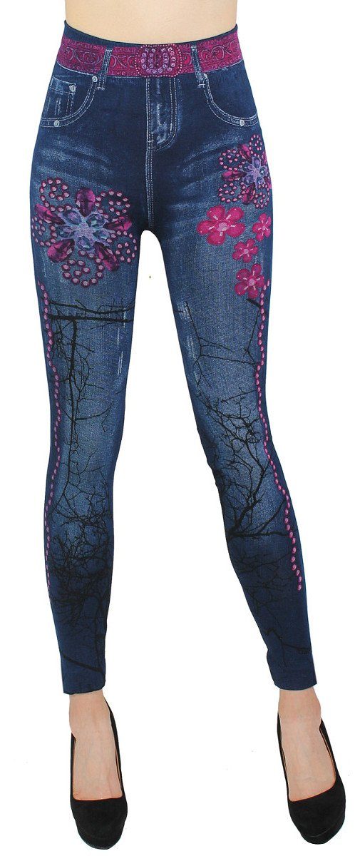 dy_mode Jeggings Damen Leggings in Jeans Optik High Waist Jeggings Jeansleggings Bequem mit elastischem Bund JL416-DiamondPInk