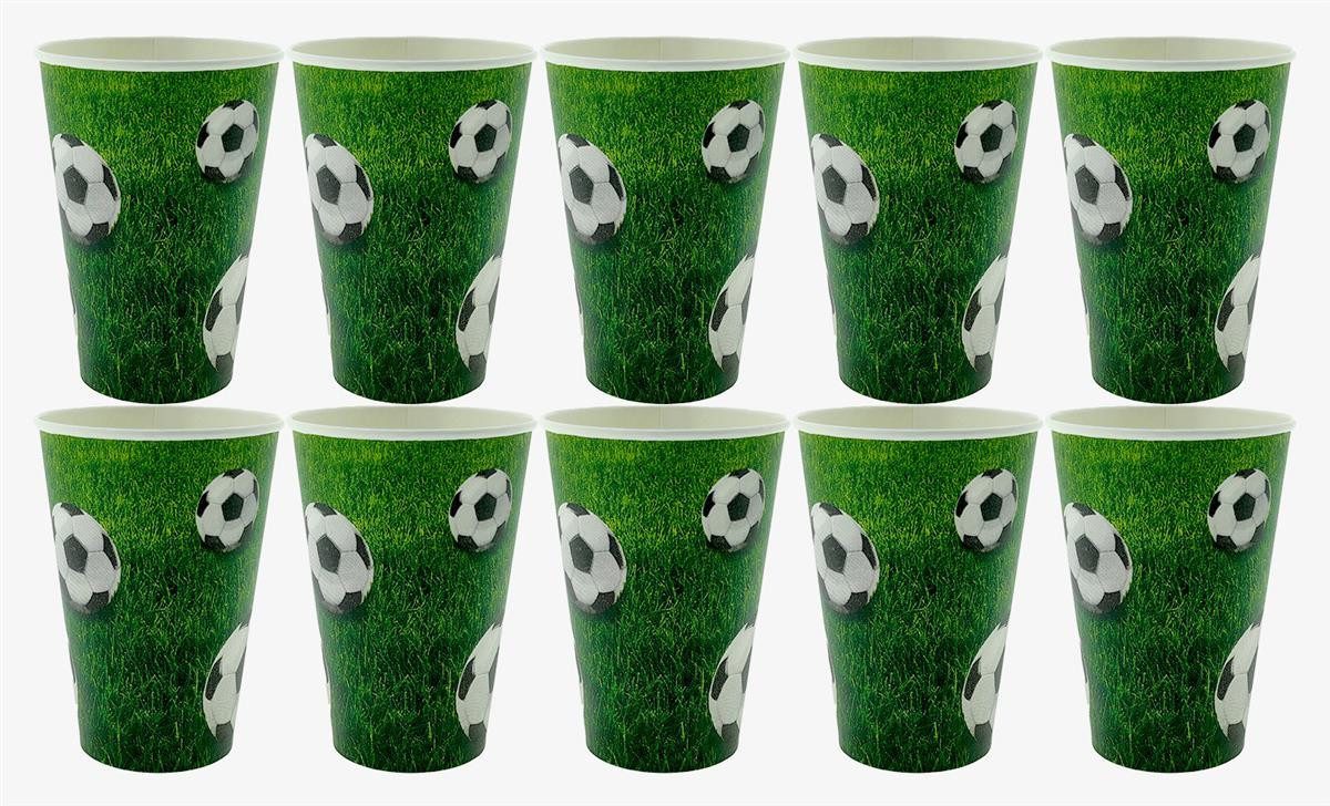 PAPSTAR Einwegbecher 10 Papp Trinkbecher Fußball 0,2L schwarz-weiß, 10-tlg., Frischfaserkarton, Pappbecher Trinkbecher Geburtstagsbecher
