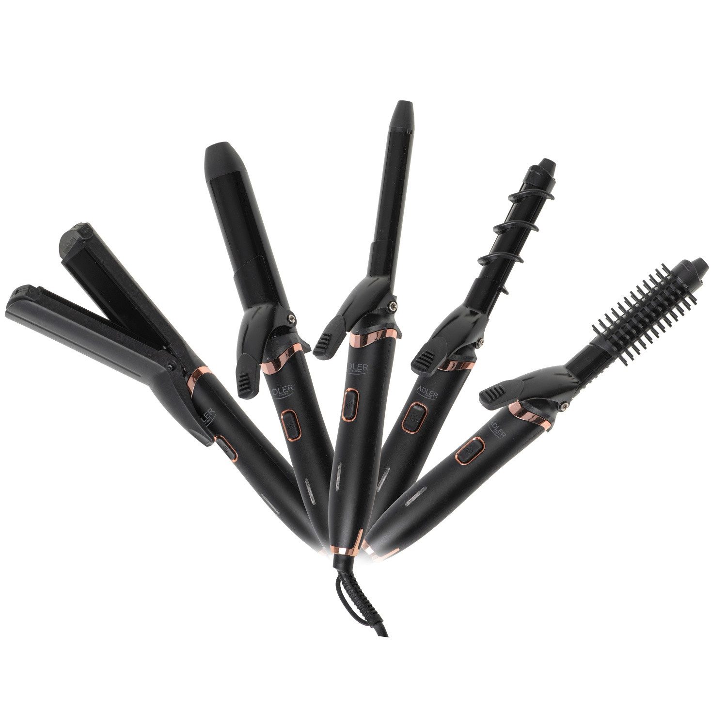 Adler Glätt- und Lockenstab AD 2028, 5-in-1 Haarstyling-Set mit 5 Aufsätzen & Keramikbeschichtung
