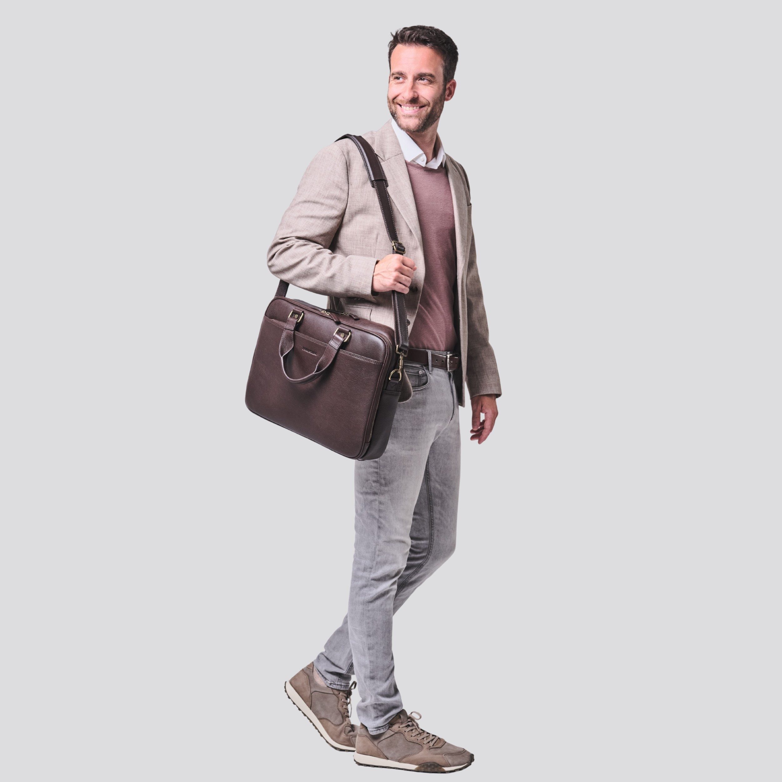 DRAKENSBERG Laptoptasche Aktentasche »Aurelio« Schoko-Braun, Herren, groß, aus luxuriösem Leder, elegant und modern
