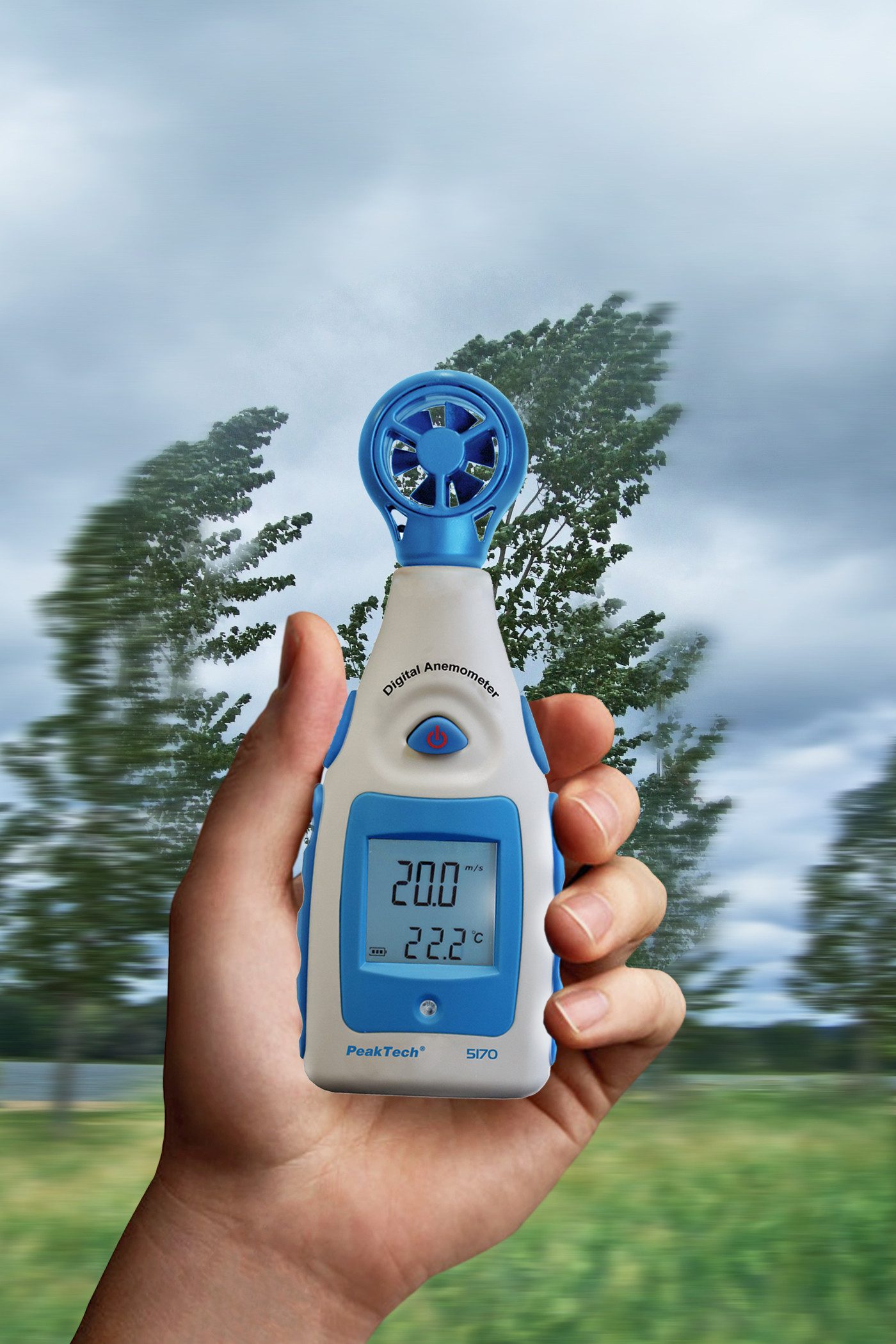 PeakTech Klimamesser Flügelrad Anemometer Digital, Windmessgerät