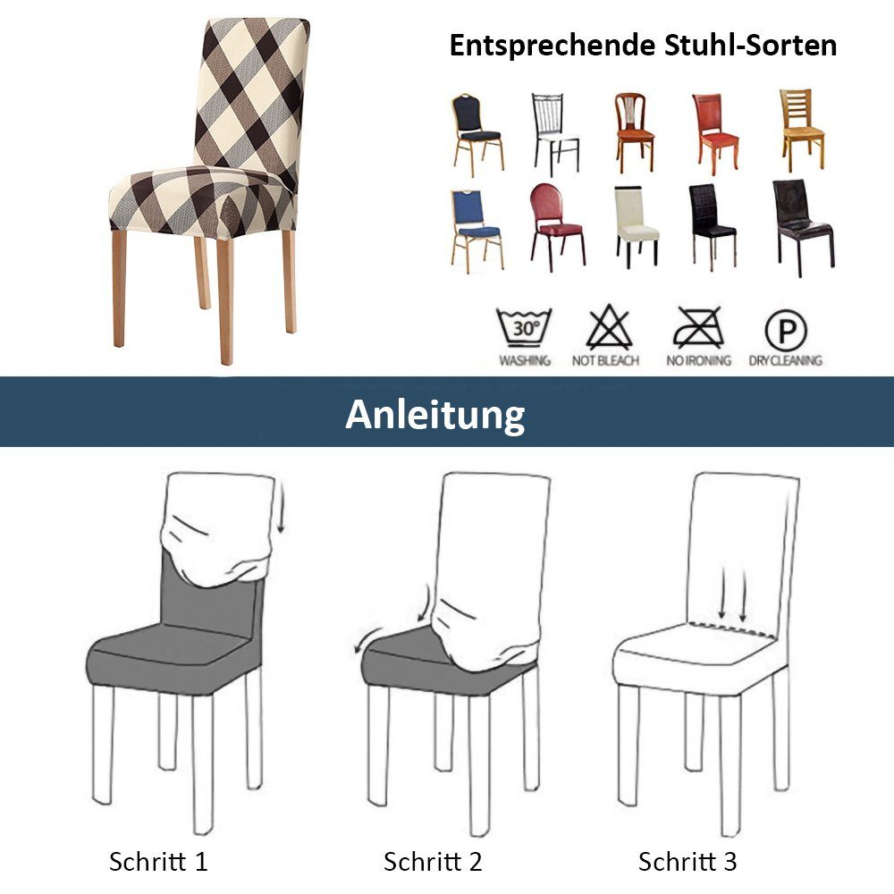 Vivi Idee Stuhlbezug Stuhlhussen 4/6er Set Spannbezug für Esszimmerstühle Schwingstuhl, Elastische Waschbar Hochzeit Büro Partys Deko