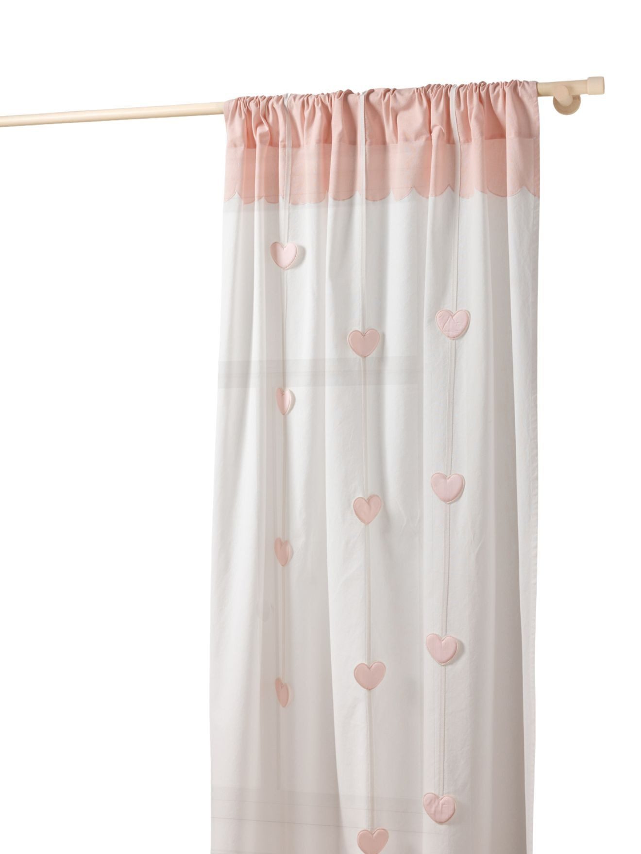 vertbaudet Vorhang Vorhang mit Deko-Girlande Kinderzimmer MEIN HERZ, Baumwolle/Polyester, Herzmotiv