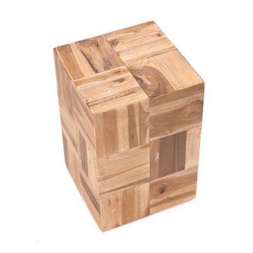 CREEDWOOD Hocker BEISTELLTISCH "PUZZLE", Teak, Holz Blumen Hocker, Nachttisch