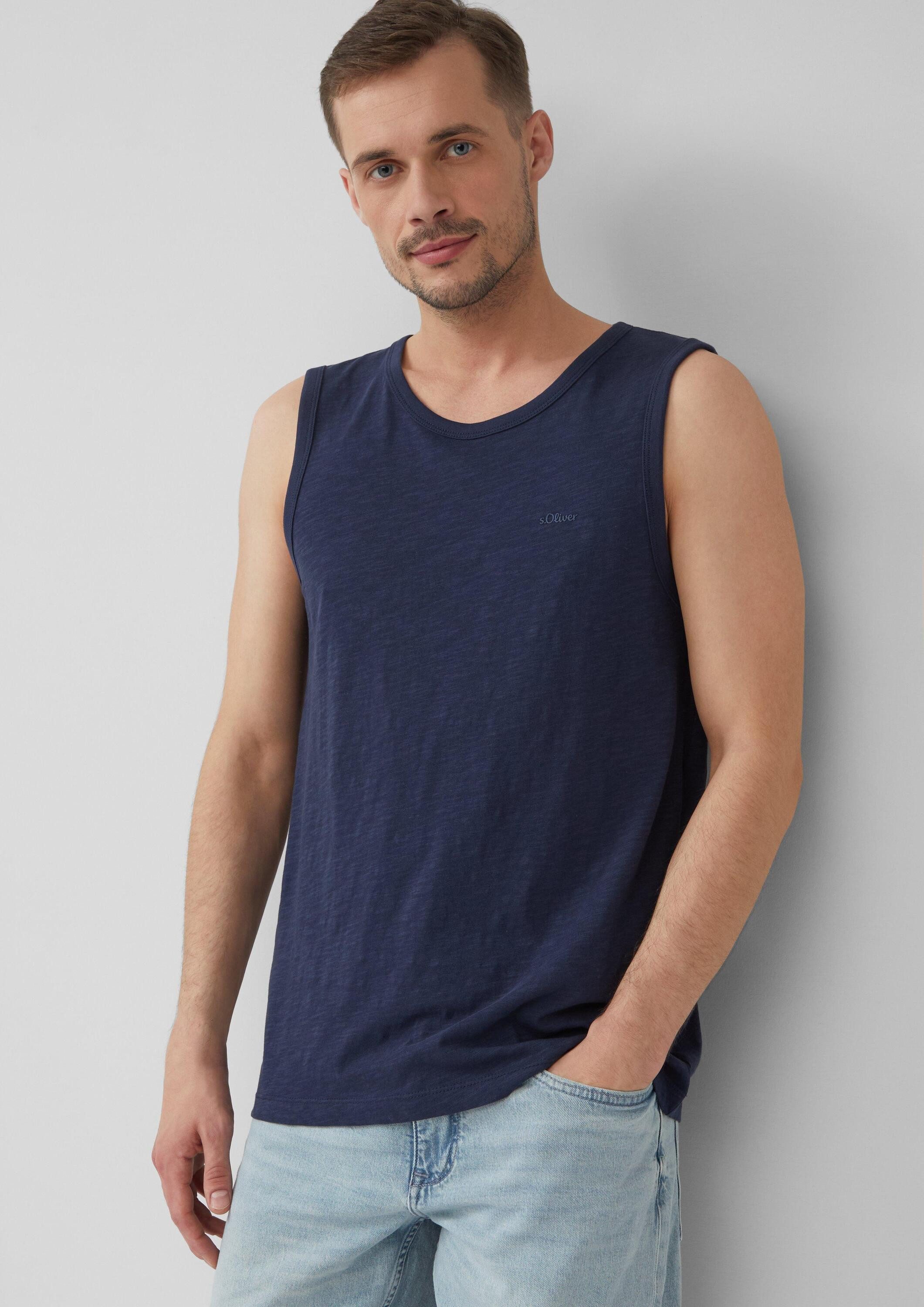s.Oliver Muskelshirt T-Shirt Baumwoll-Tanktop mit Flammgarnstruktur günstig online kaufen