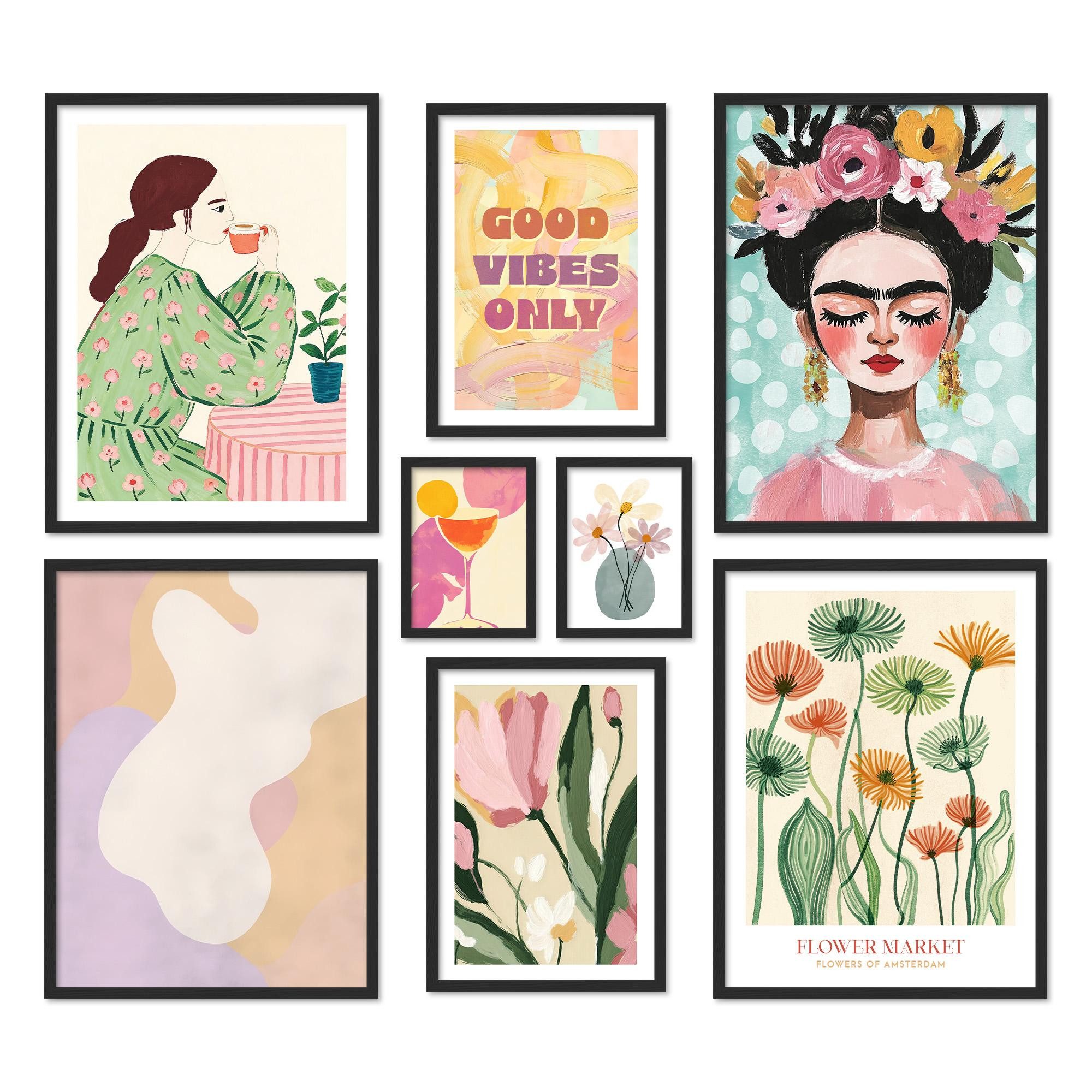 ARTFAVES Bilder-Collage Poster Set Abstract Art Galerie I mehrteilige Bilderwand I Wandbilder, (Wandbilder modern, 8 St)