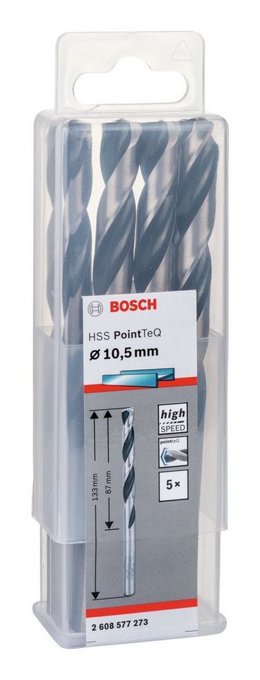 Thumbnail - BOSCH Metallbohrer, (5 Stück), HSS PointTeQ (DIN 338) Metallspiralbohrer - 10,5 mm - 5er-Pack