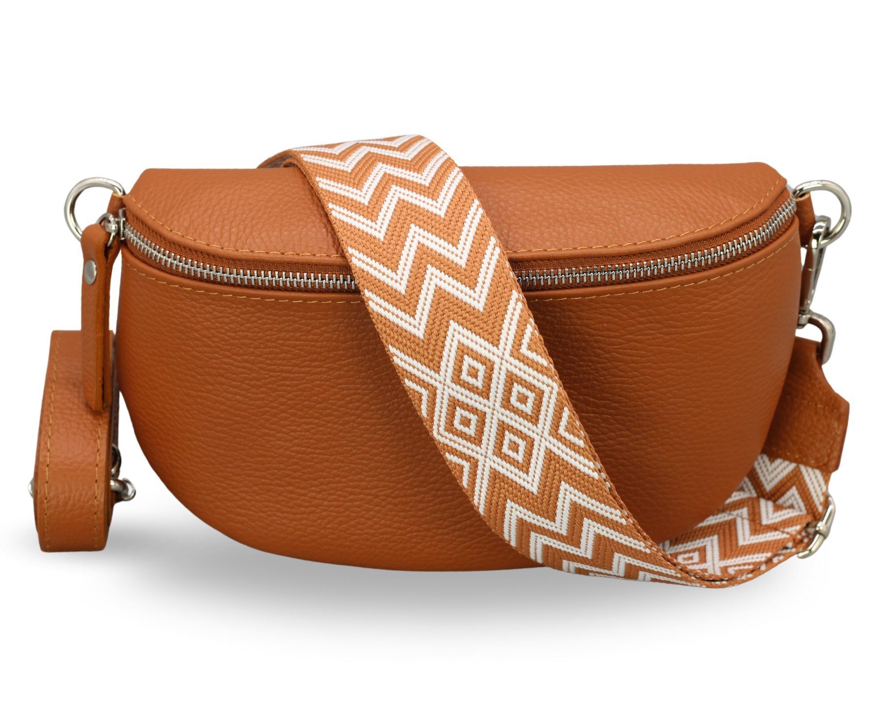 Gürteltasche Bauchtasche Damen Leder, Umhängetasche, Echtes Leder, Cognac Braun