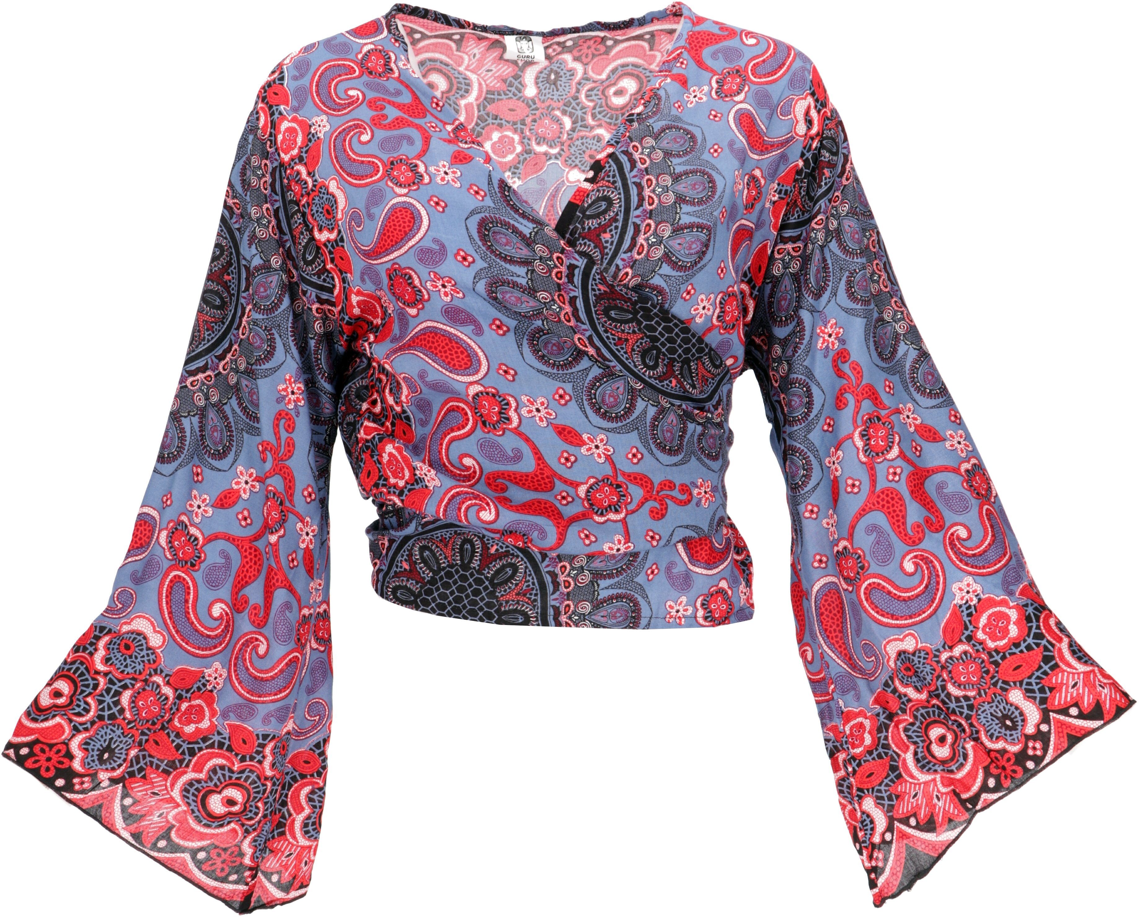 Longbluse Kurztop, Boho Blusentop, Wickeltop, Wickelbluse..