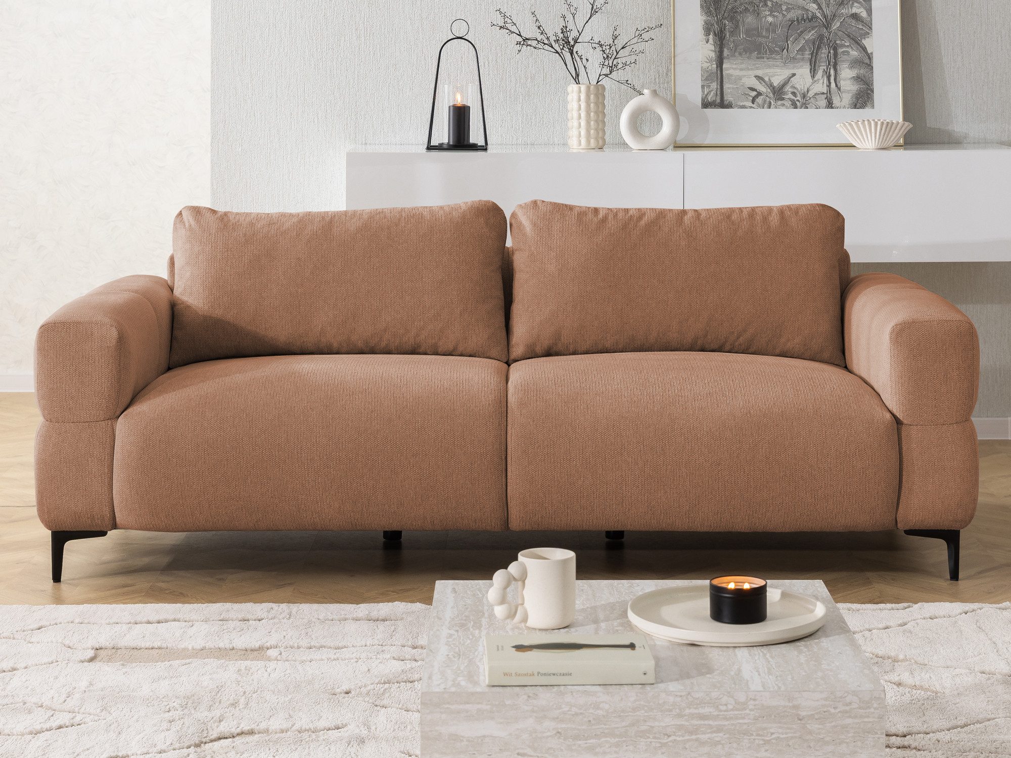 S-Style Möbel 3-Sitzer Sofa Cardea in Bubble-Optik aus weichem Strukturstoff, mit Wellenfederung und hohem Sitzkomfort