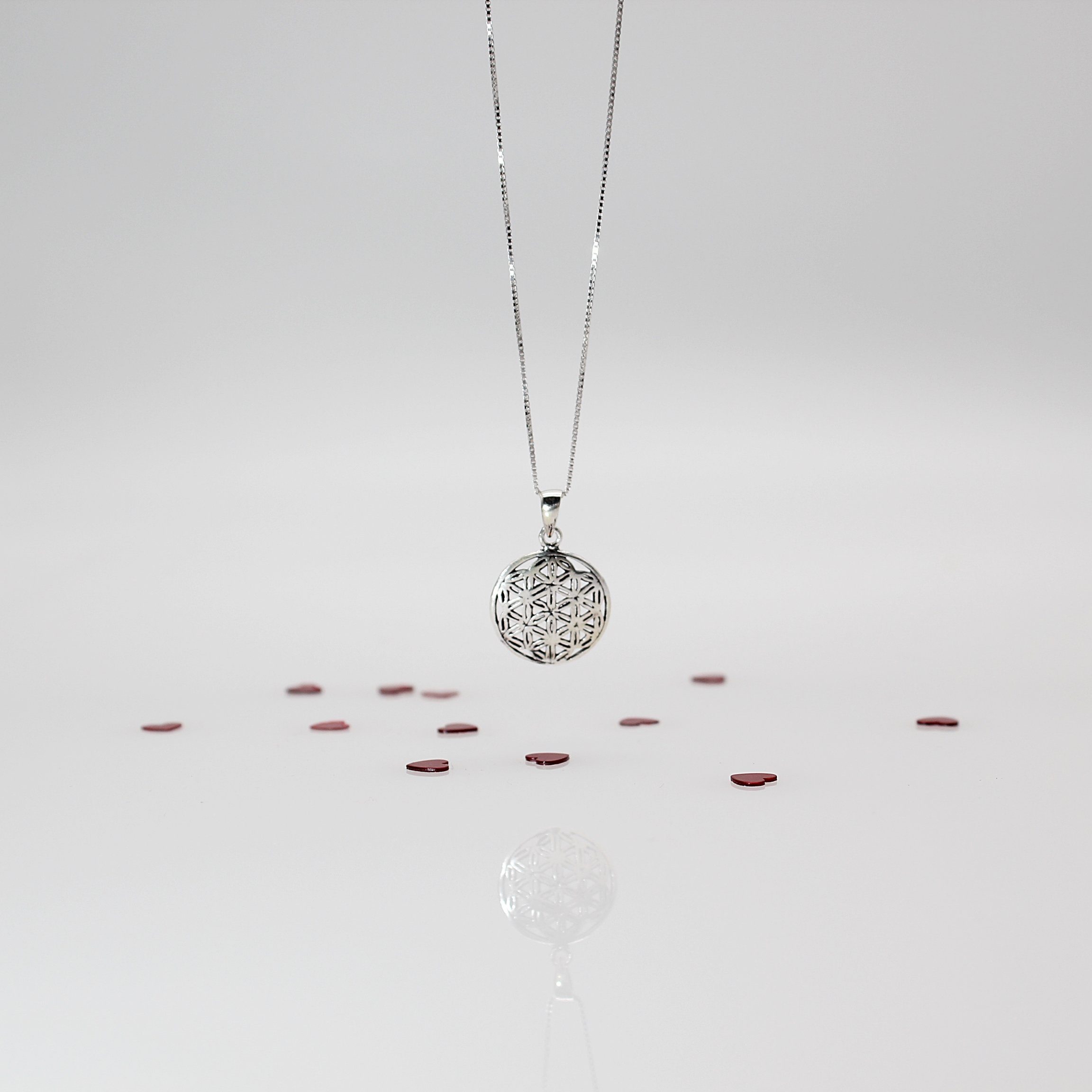 Geschenkschachtel 925), Anhänger ELLAWIL mit Sterling 50 cm, Silberkette inklusive Glücksbringer Mandala Halskette (Kettenlänge Kette Damen Silber