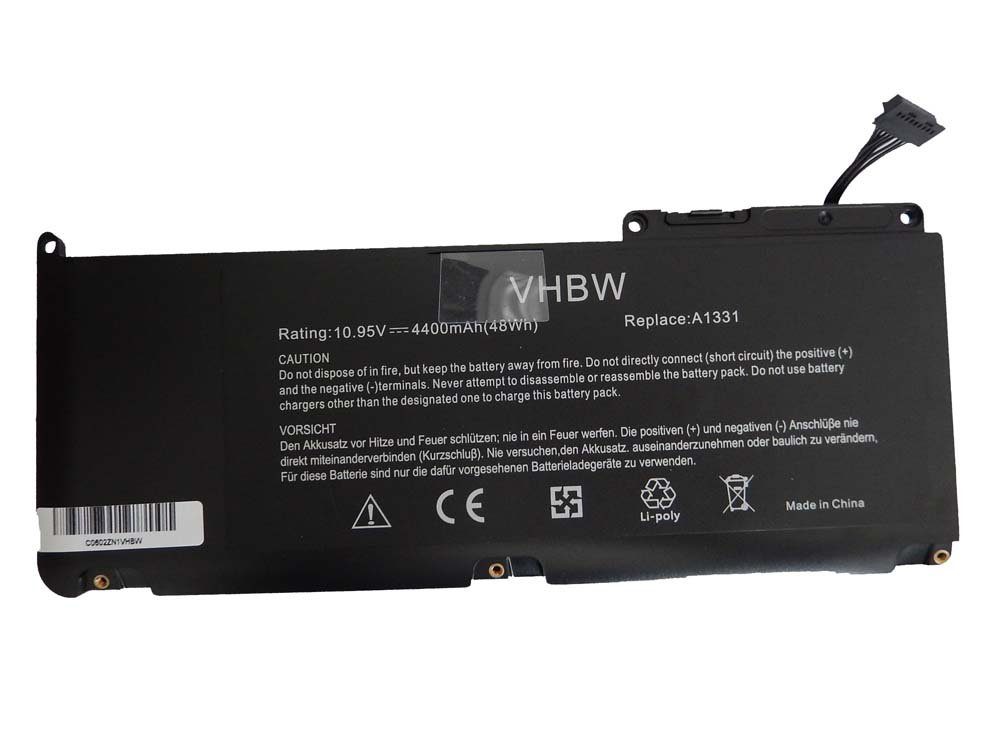 vhbw kompatibel mit Macbook Air MC233LL/A 13.3, MC234LL/A 13.3 Laptop-Akku Li-Polymer 4400 mAh (10,95 V)