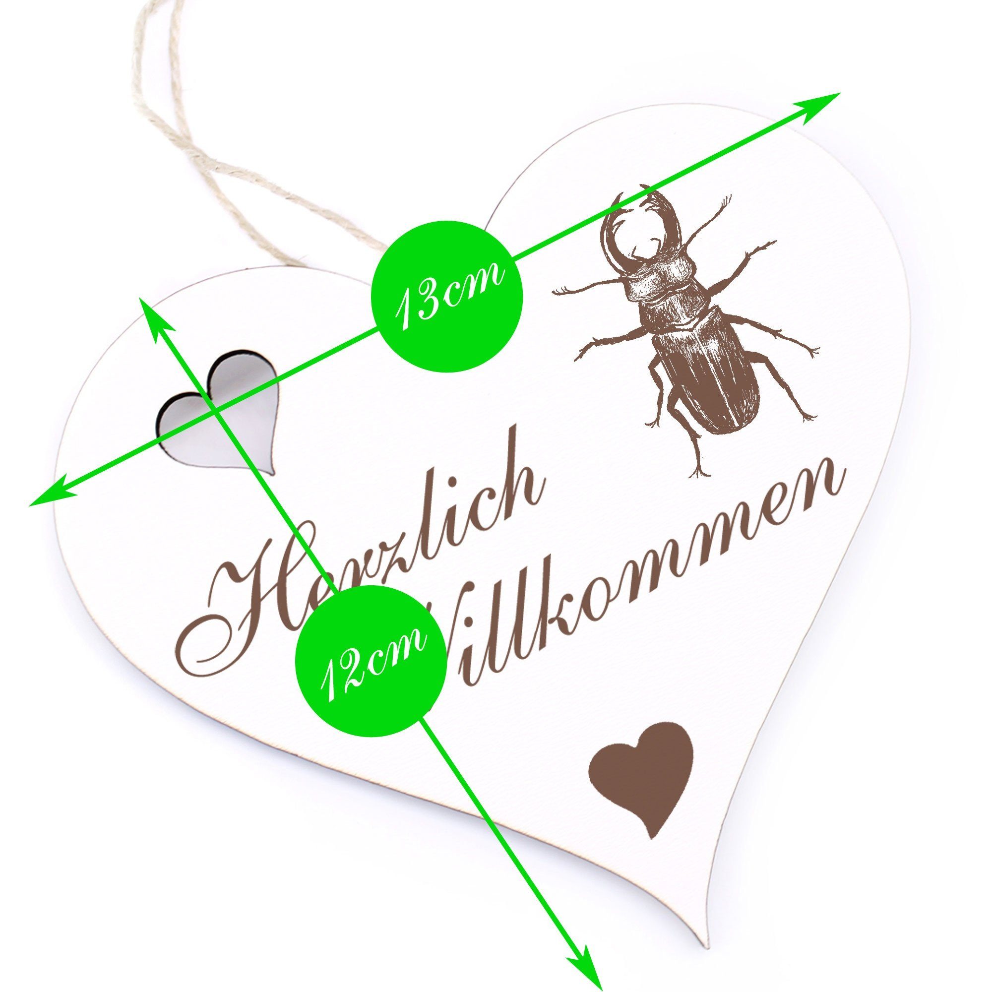 Hängedekoration Herzlich - Willkommen Dekolando - Hirschkäfer 13x12cm