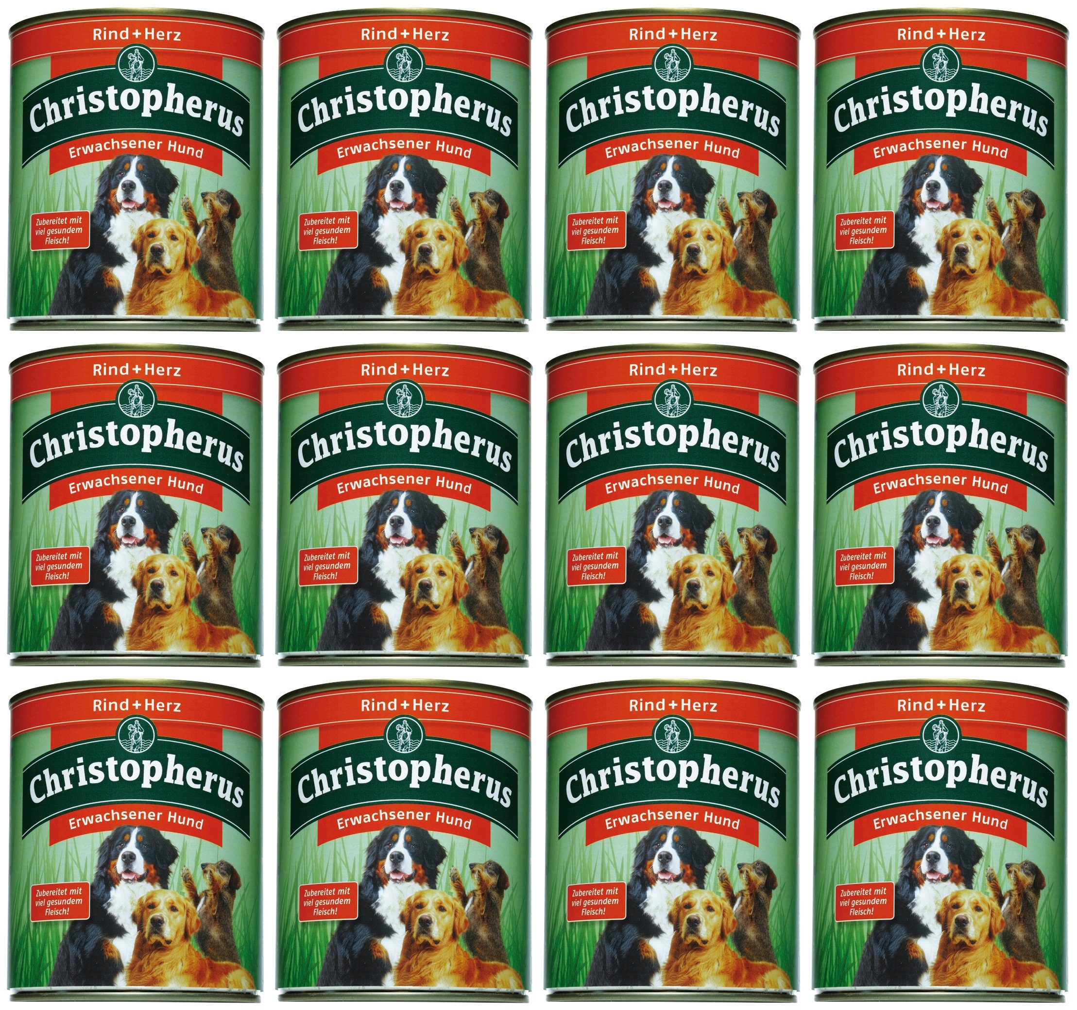 Christopherus Nassfutter »Erwachsener Hund Rind+Herz«, 12 Dosen á 800 g  online kaufen | OTTO