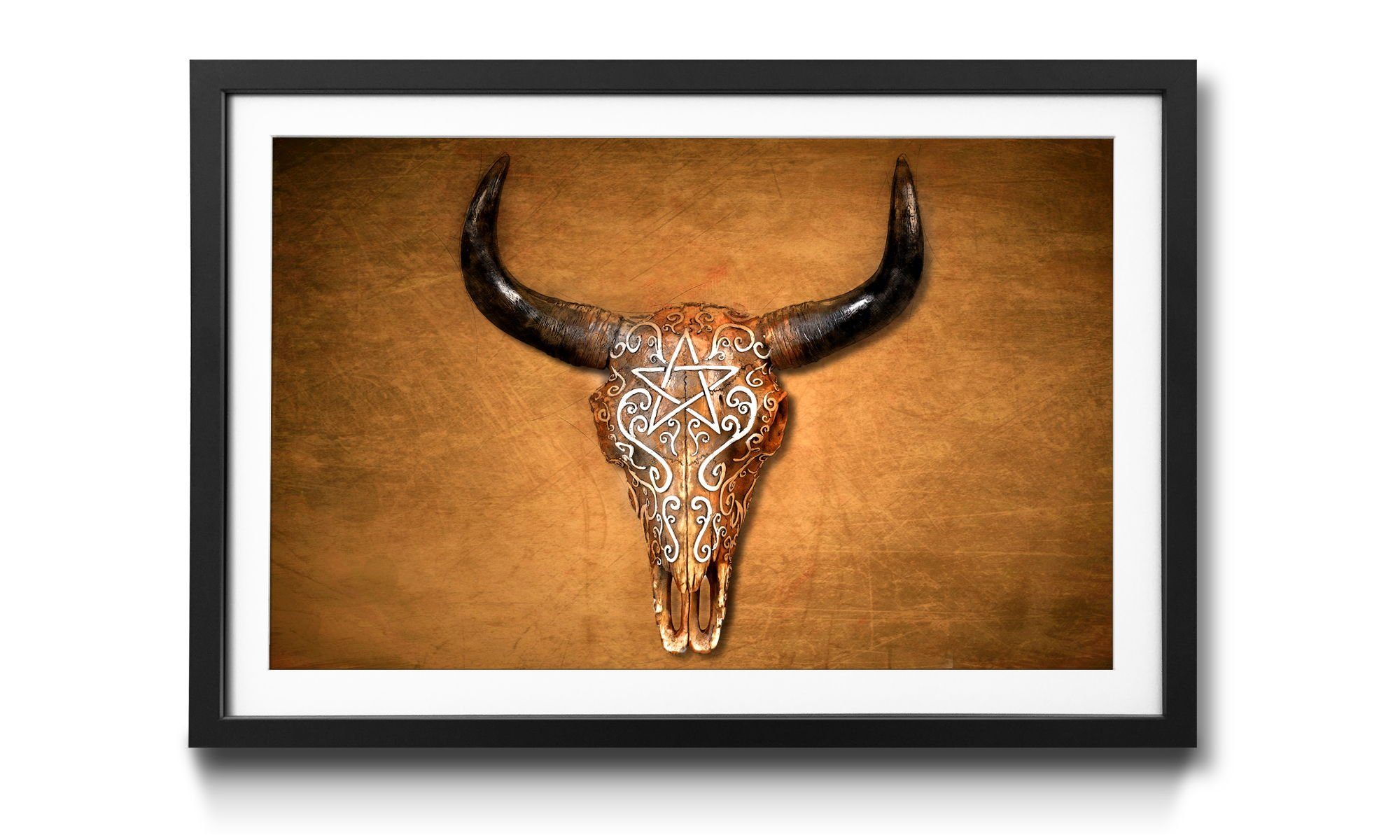 in erhältlich Rahmen Skull, Größen 4 WandbilderXXL Bild Tierschädel, Bison Wandbild, mit