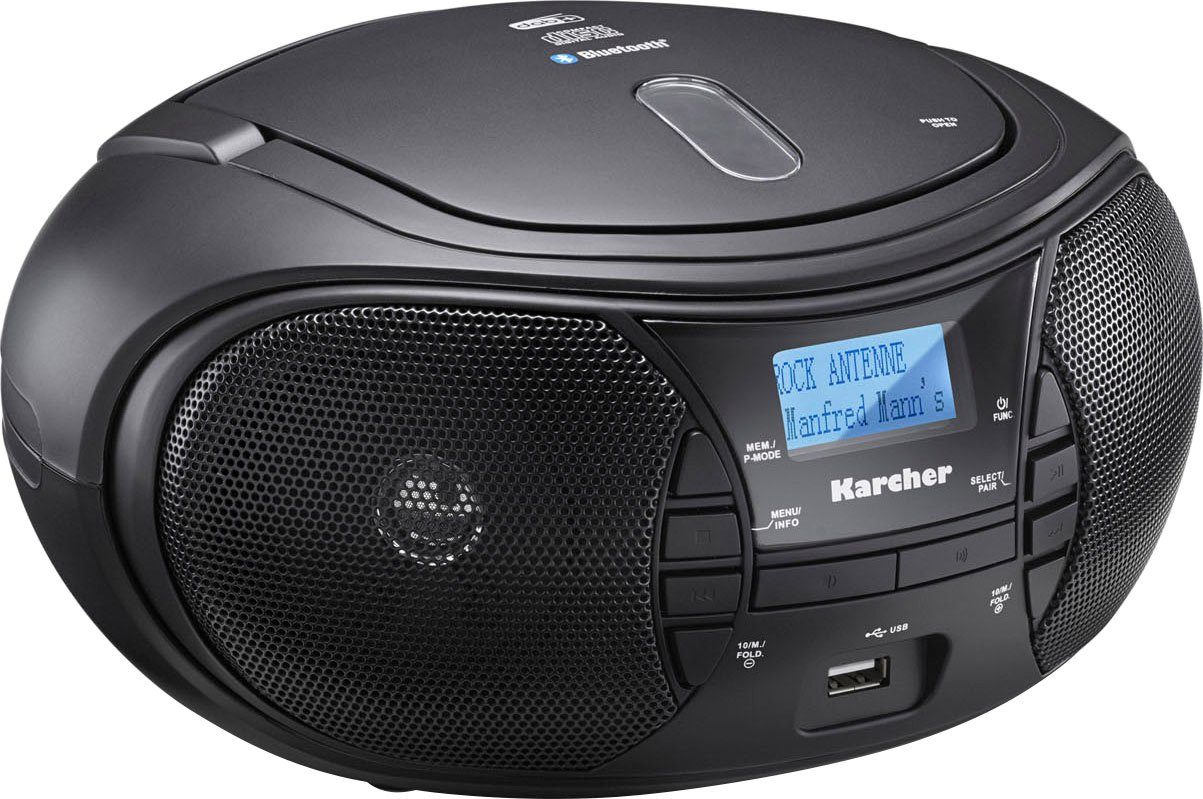 Karcher RR 5028D Boombox (Digitalradio (DAB), FM-Tuner, UKW mit RDS, 3,2 W, CD-Player, USB-Anschluss für MP3-Wiedergabe, Bluetooth)