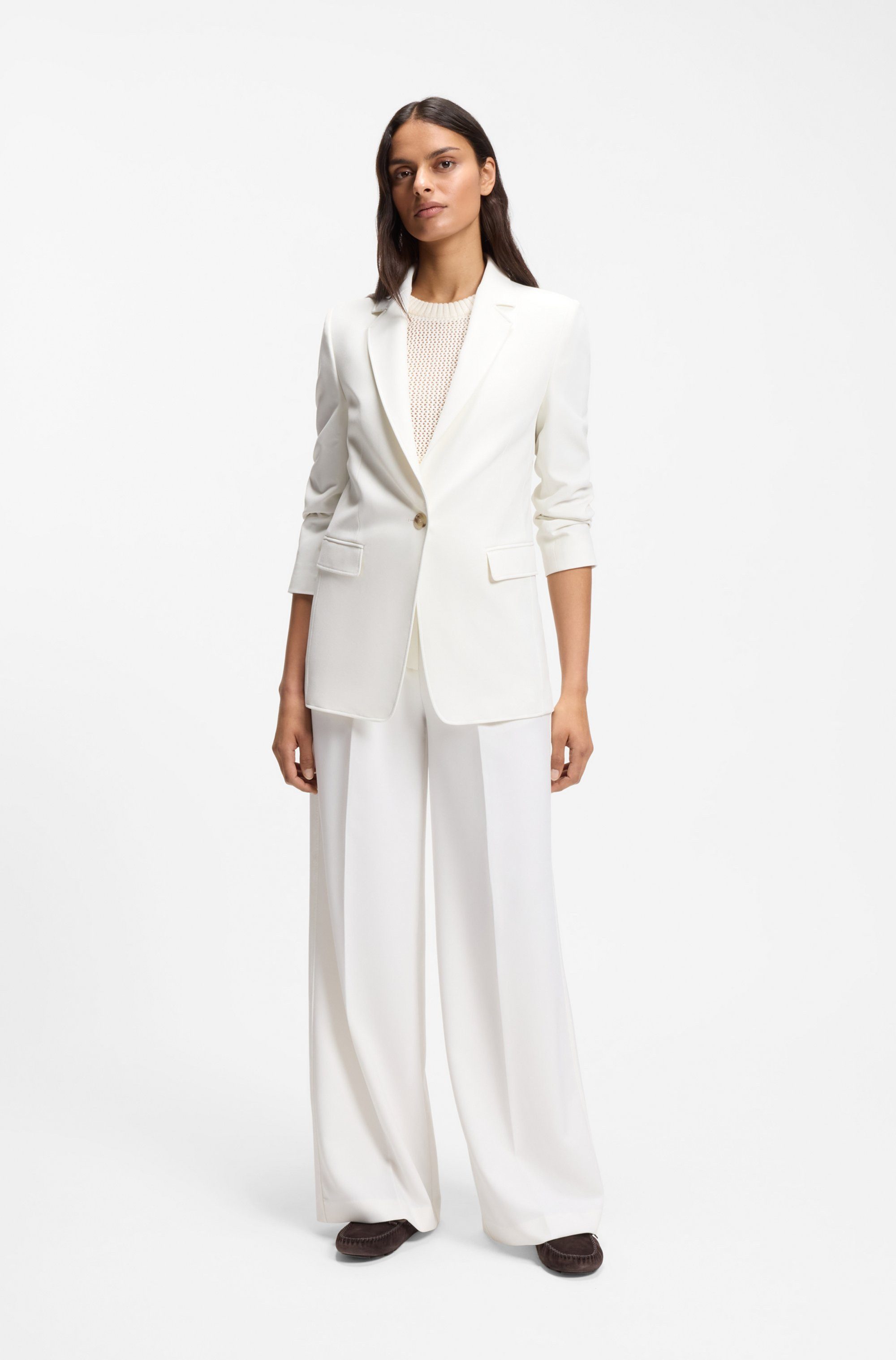 BOSS ORANGE Anzughose Tiwi Premium Damenmode Wide Leg mit Bügelfalte