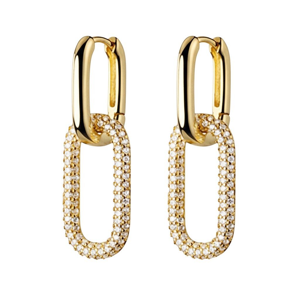 KARMA Paar Ohrhänger Damenohrringe Edelstahl 2,9 cm mit Zirkon (Geschenk für Sie, Damenschmuck, Hypoallergen, Wasserfest), Ohrringe Edelstahlohrringe Hängeohrringe