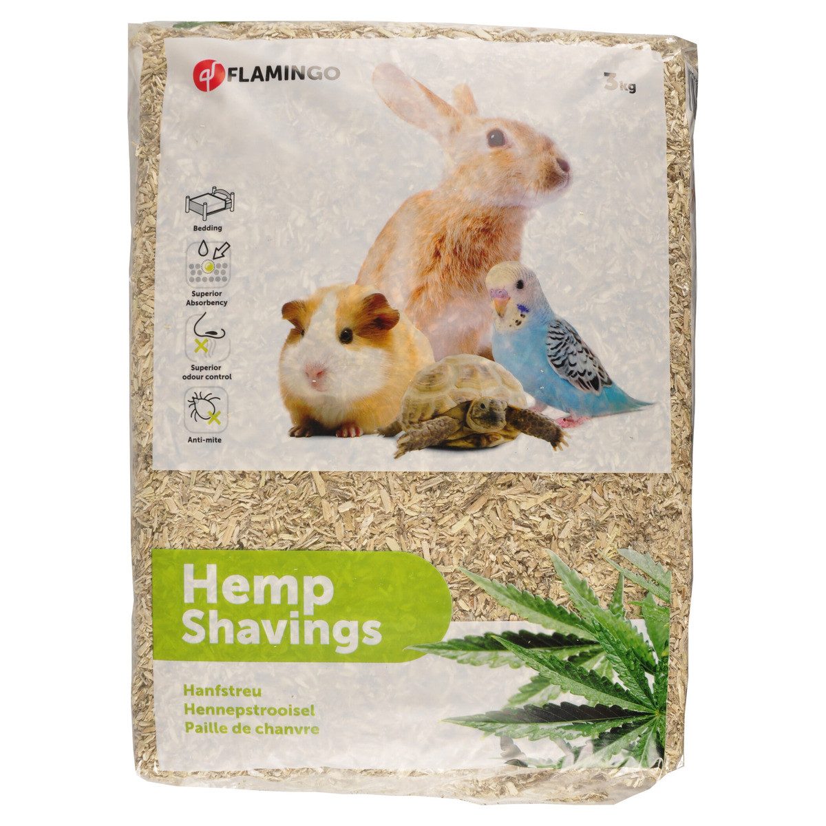 Flamingo Kleintierstreu Hanfstreu 3 kg / 48 l