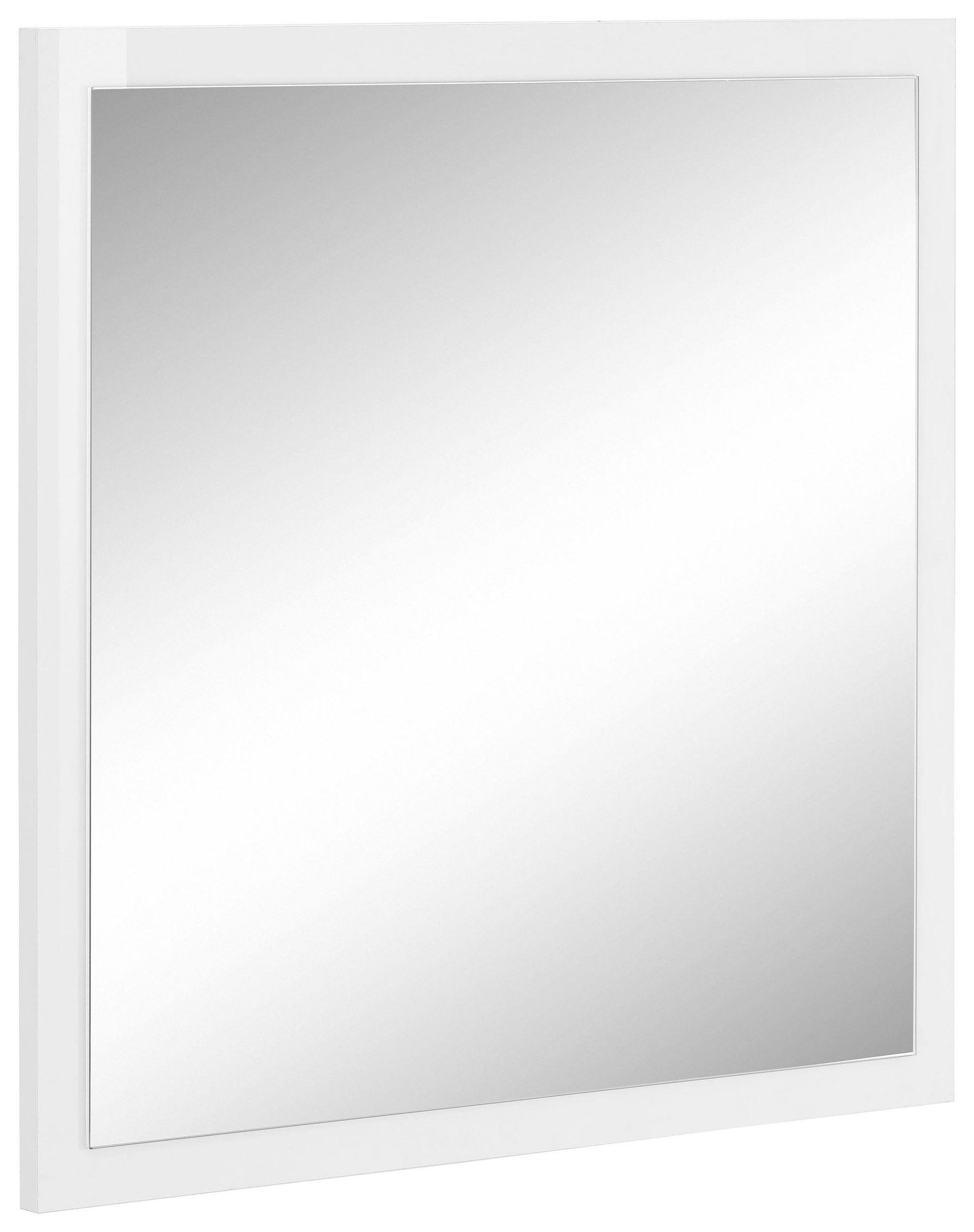 möbelando Wandspiegel Magione, Moderner Spiegel, Trägerplatte aus Spanplatte in Weiß Hochglanz. Breite 60 cm, Höhe 60 cm, Tiefe 2 cm