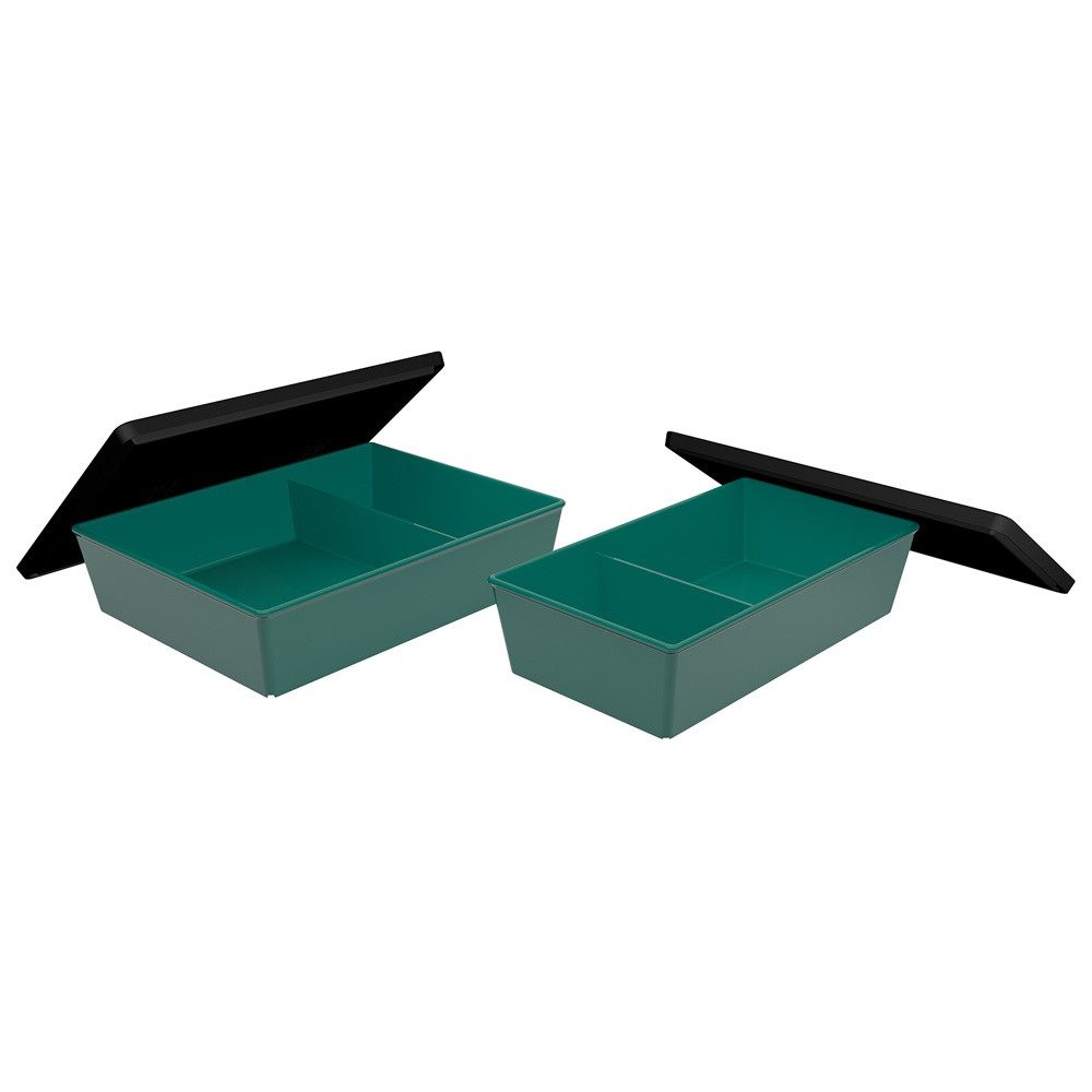 Ornamin Lunchbox Aufbewahrungs-Set eckig, To-go-Boxen-Set l 2 Größen l jeweils 2 getrennte Fächer