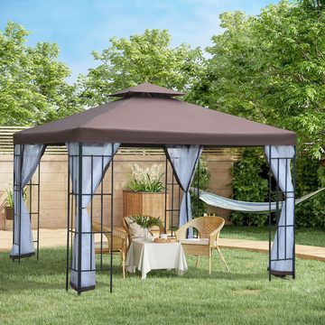 Outsunny Pavillon Gartenpavillon mit Doppeldach