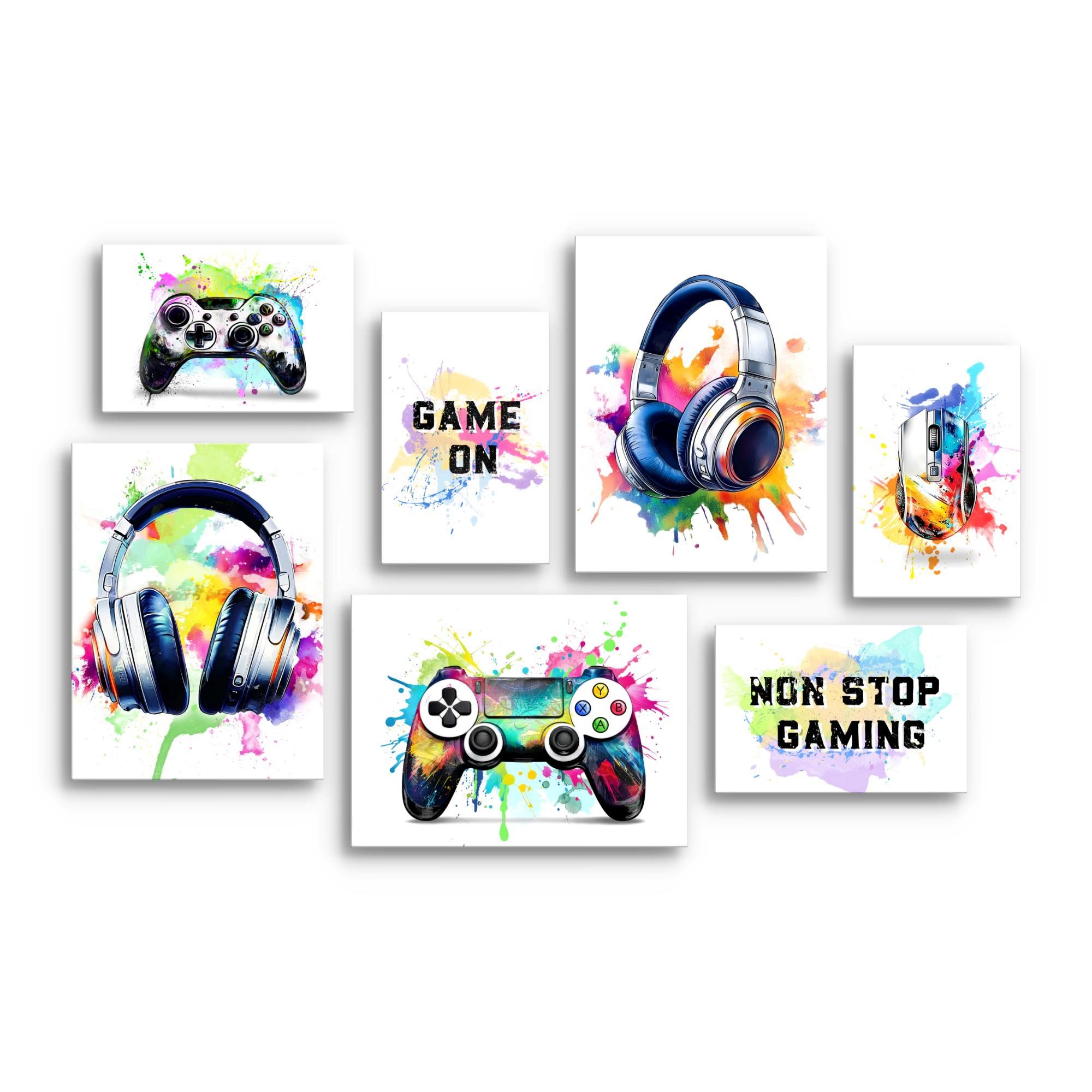 Novart Wandbild Gamer Bunt, Weißer Hintergrund günstig online kaufen