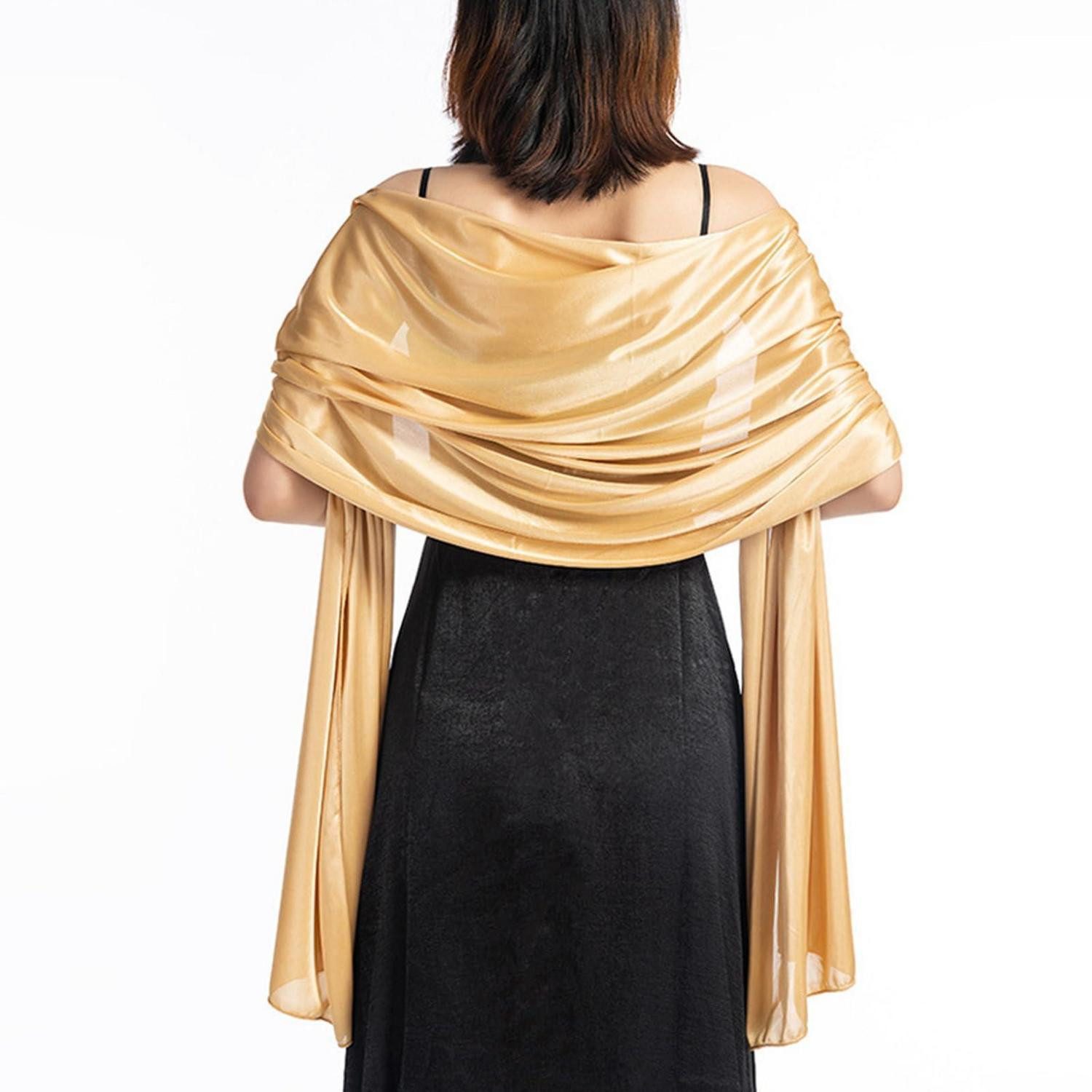 LuxusKollektion Seidenschal Damen Seidenschal Satin 200x70 Gold, (1-St)