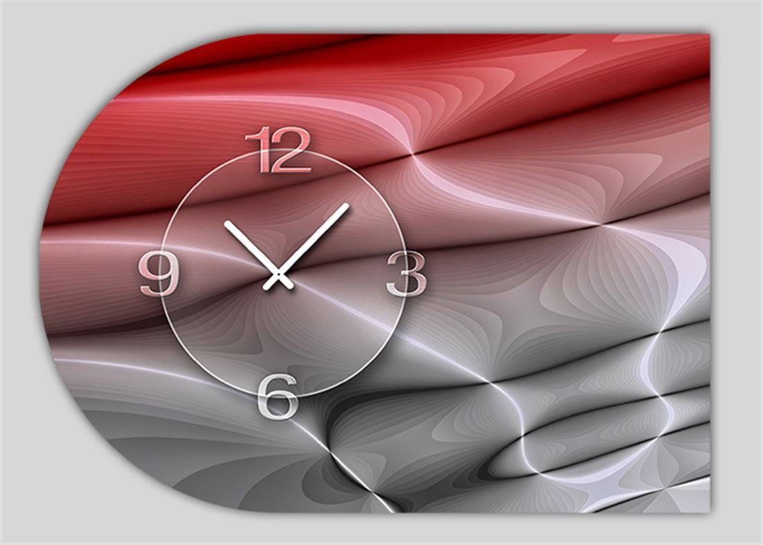 dixtime Wanduhr 6135 Dixtime Designer Wanduhr, Moderne Wohnraumuhr halbrund 50x70cm (Einzigartige Digitaldruck-Optik aus 4mm Alu-Dibond)