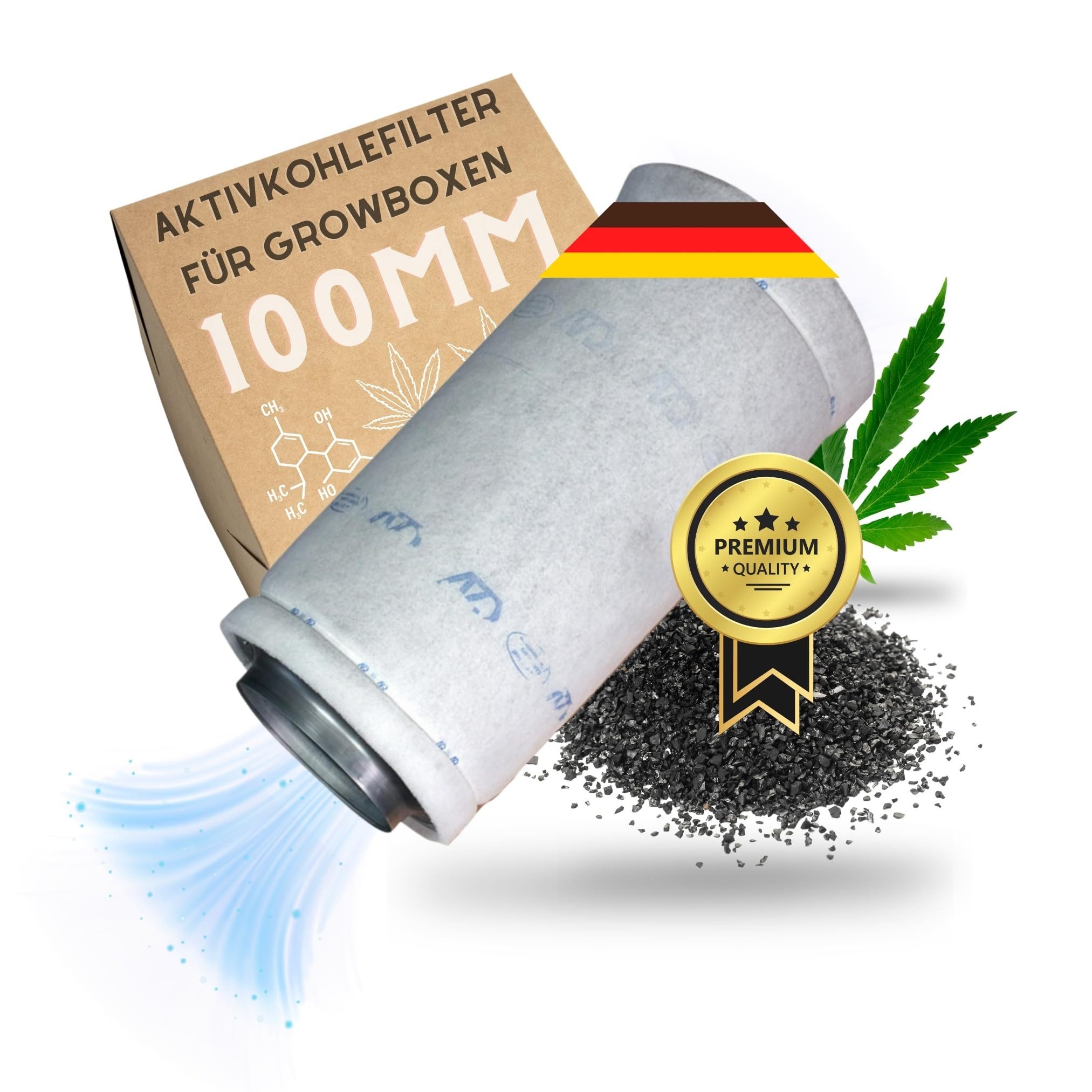 TronicXL Aktivkohlefilter Aktivkohlefilter 100mm Grow für Growbox Zelt Box Schrank Abluft Anbau, Zubehör für Abluft Zuluft Umluft, Filter filtern Grower Zubehör AKF Luftkohlefilter Komplett Set