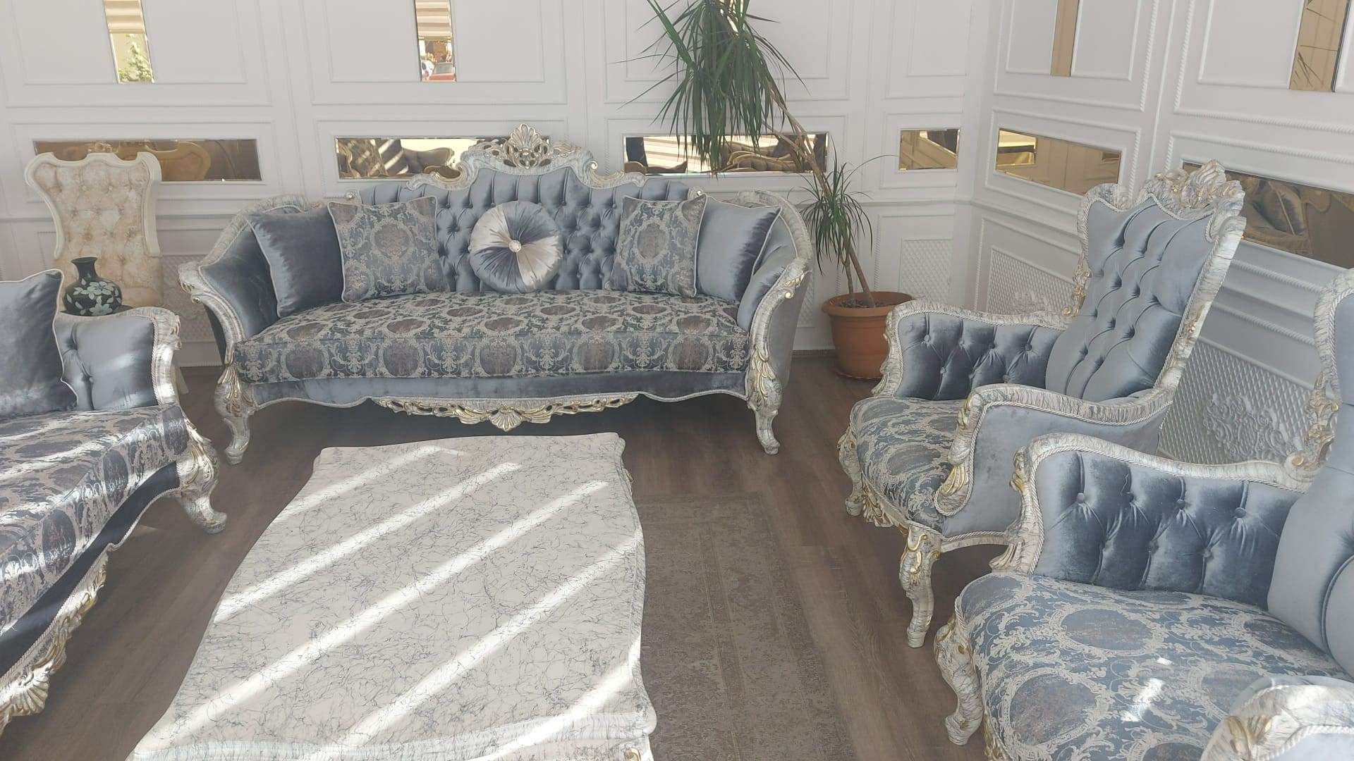 JVmoebel Polstergarnitur Klassische Chesterfield Barock Wohnzimmer Möbel Set 4tlg Sofort, (4-tlg), Made in Europa