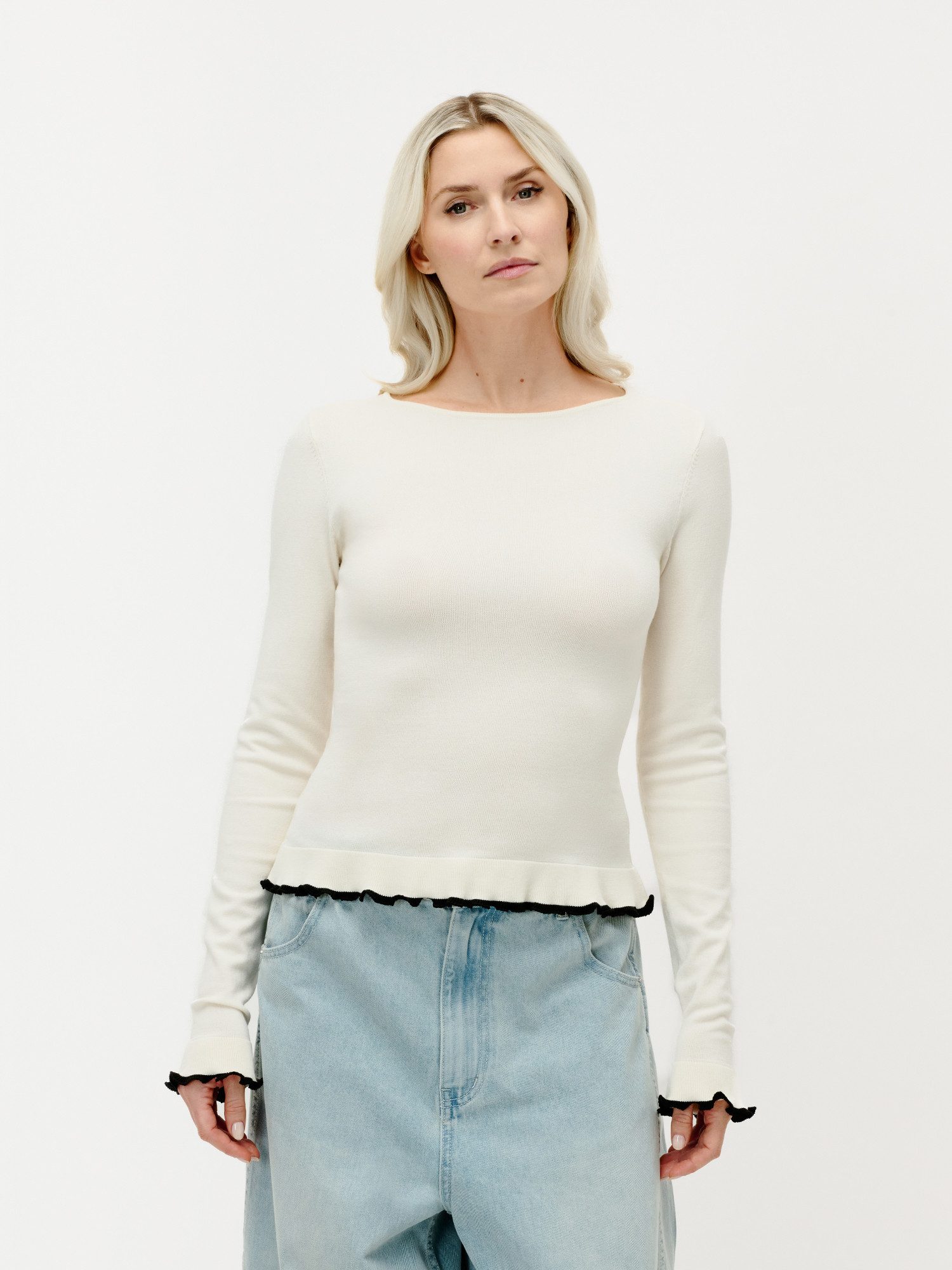 LeGer Strickpullover Marlen, LeGer by Lena Gercke slim fit, mit Wellenkanten