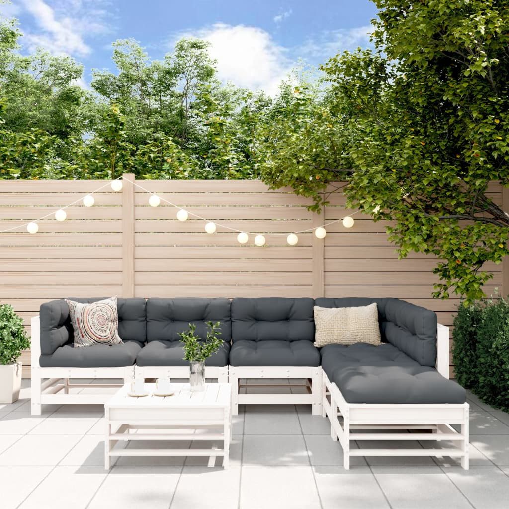 Nettlife Gartenlounge-Set 7-tlg. Massivholz Kiefer Garten-Lounge-Set günstig online kaufen