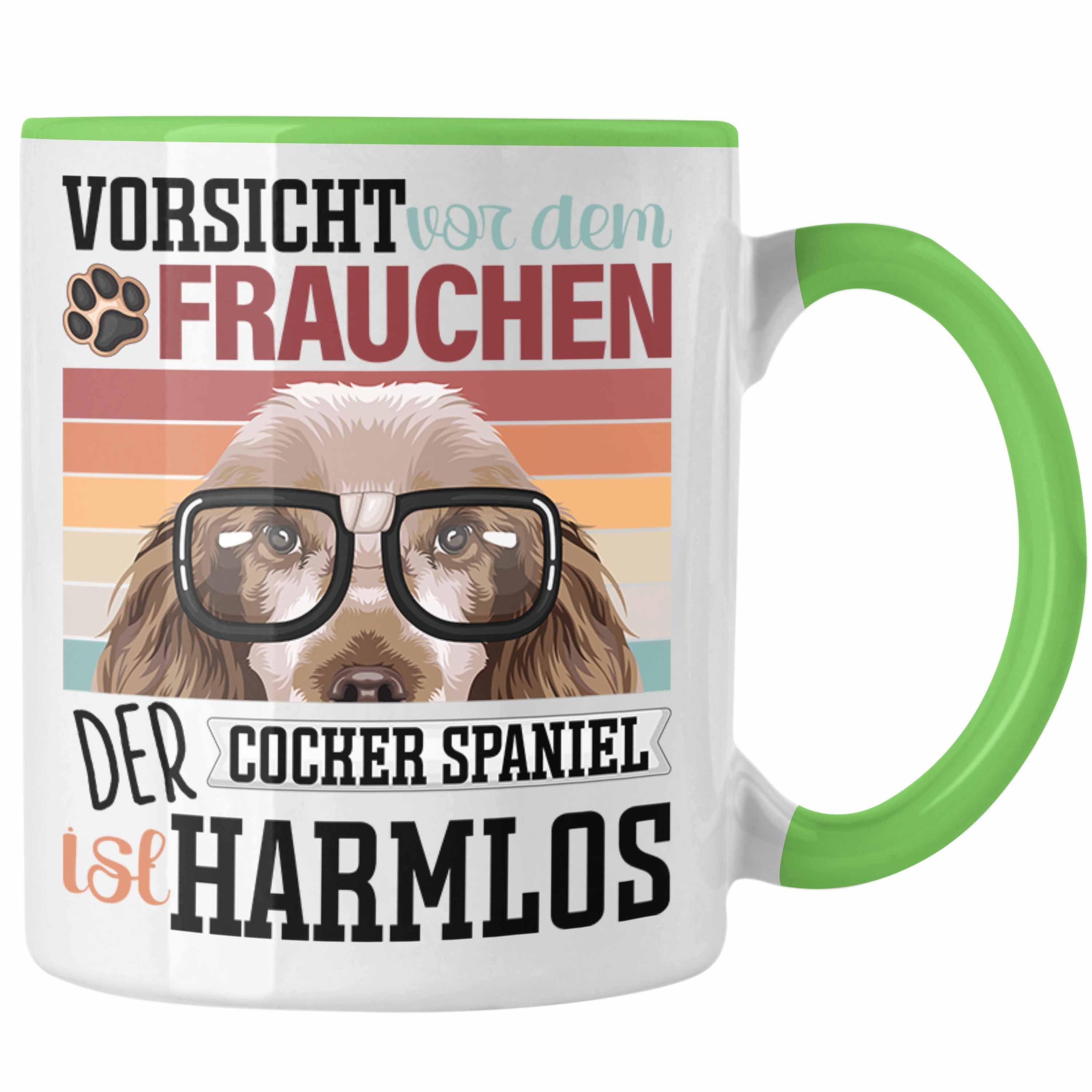 Trendation Tasse Spaniel Spruch Frauchen Geschenk Tasse Lustiger Cocker Besitzerin Grün Gesc