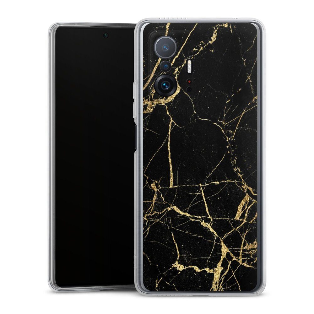 DeinDesign Handyhülle Marmor schwarz Muster BlackGoldMarble Look, Xiaomi 11T Pro 5G Silikon Hülle Bumper Case Handy Schutzhülle