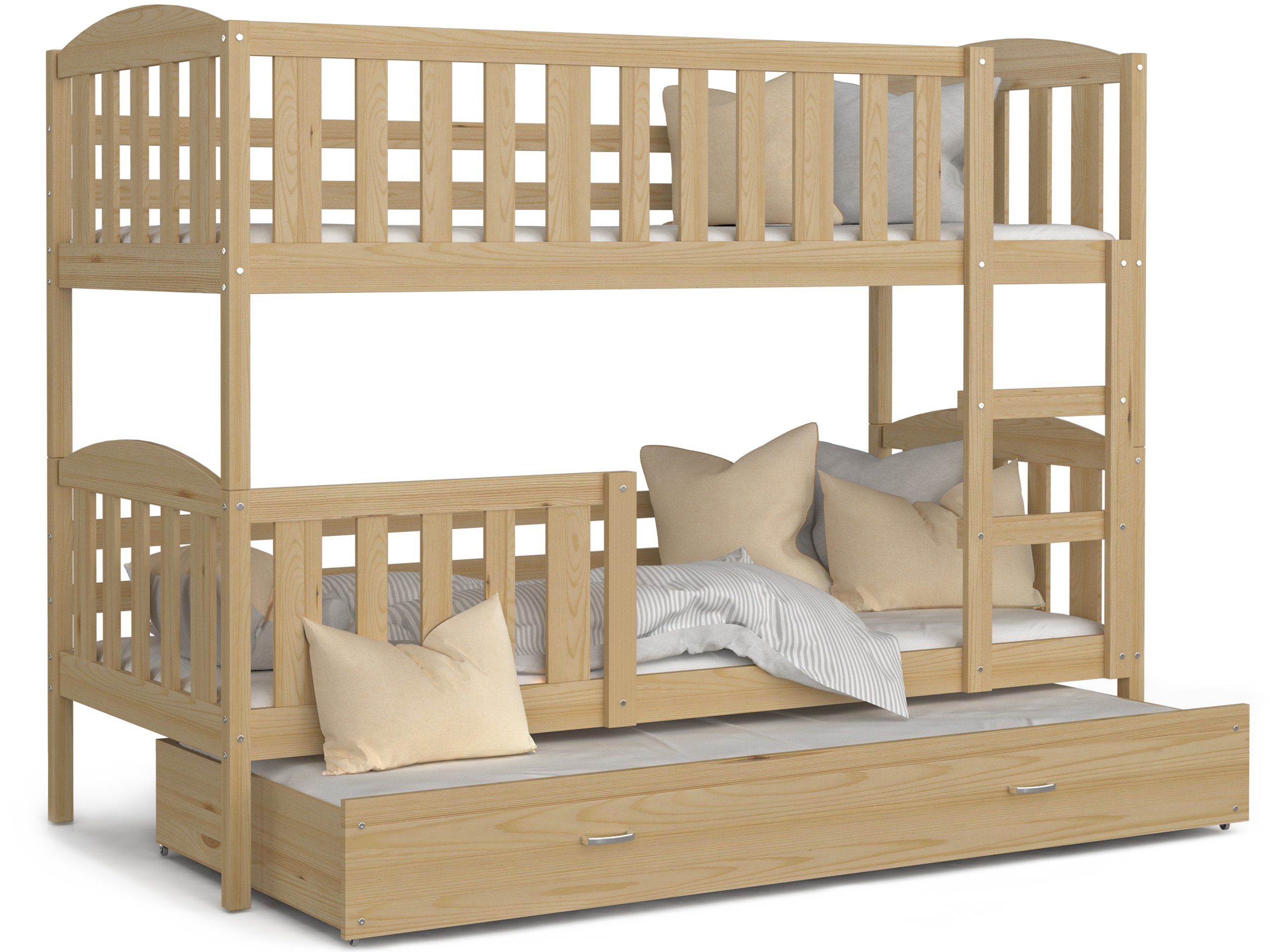 Siblo Kinderbett Massivholz, Rupert Möbelplatte Schaummatratzen), (Flexibler Bett Lattenrost, Kiefer Schublade, Sicherheitsbarriere
